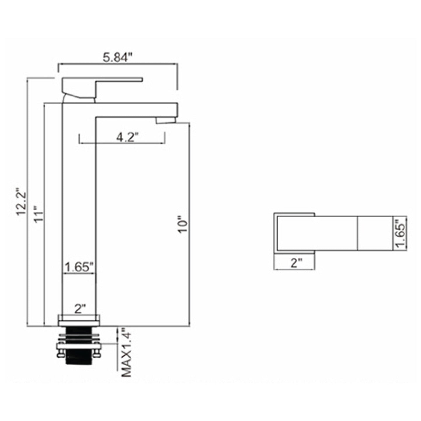 Ratel 12" Single-Hole Chrome Vessel Bathroom Faucet Sink With 10" Spout Height