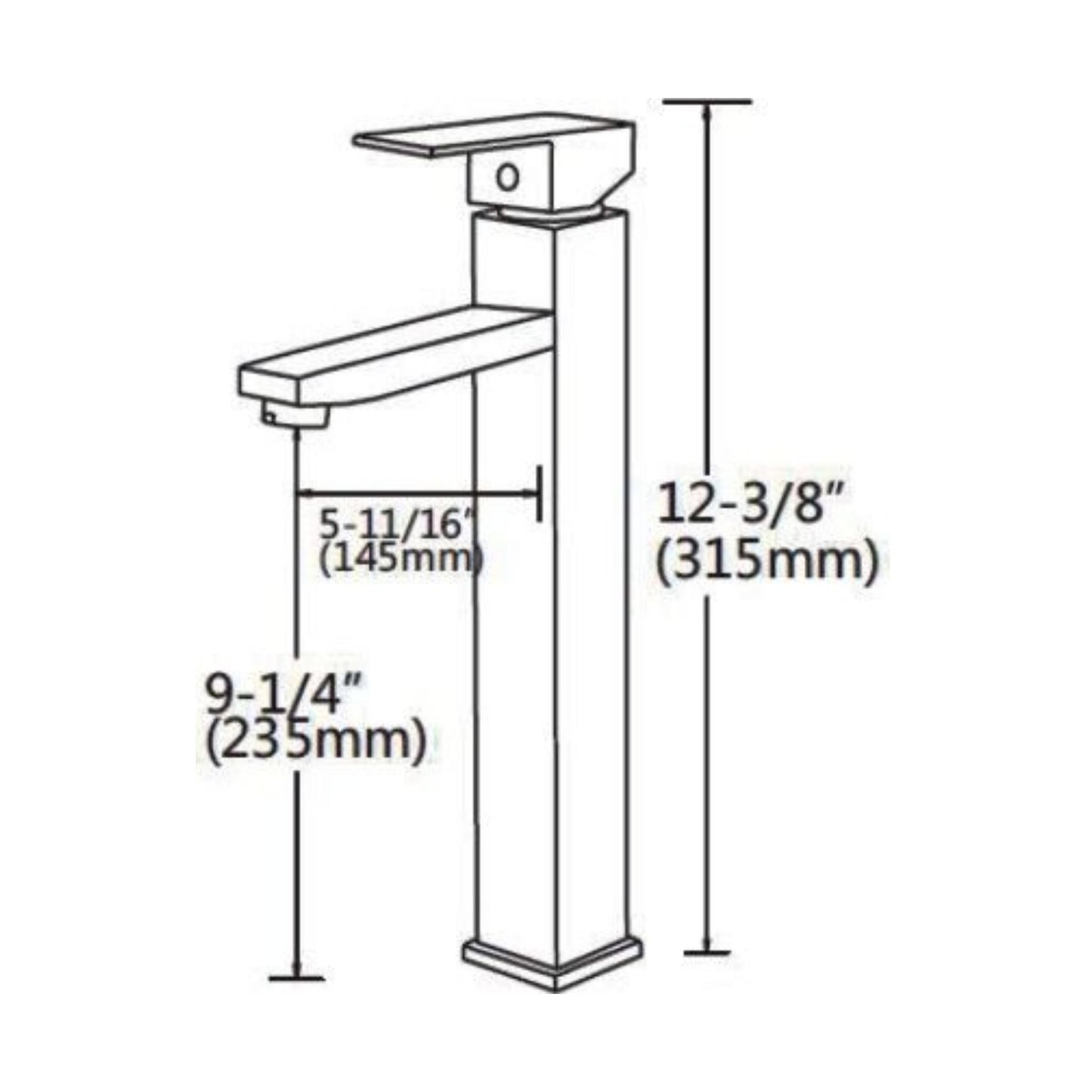 Ratel 12" Single-Hole Chrome Vessel Bathroom Faucet Sink With 9.3" Spout Height