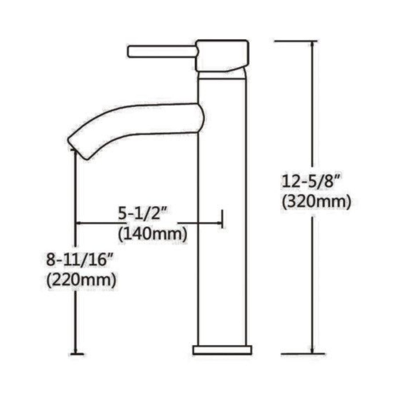 Ratel 13" Single-Hole Brushed Nickel Vessel Bathroom Sink Faucet