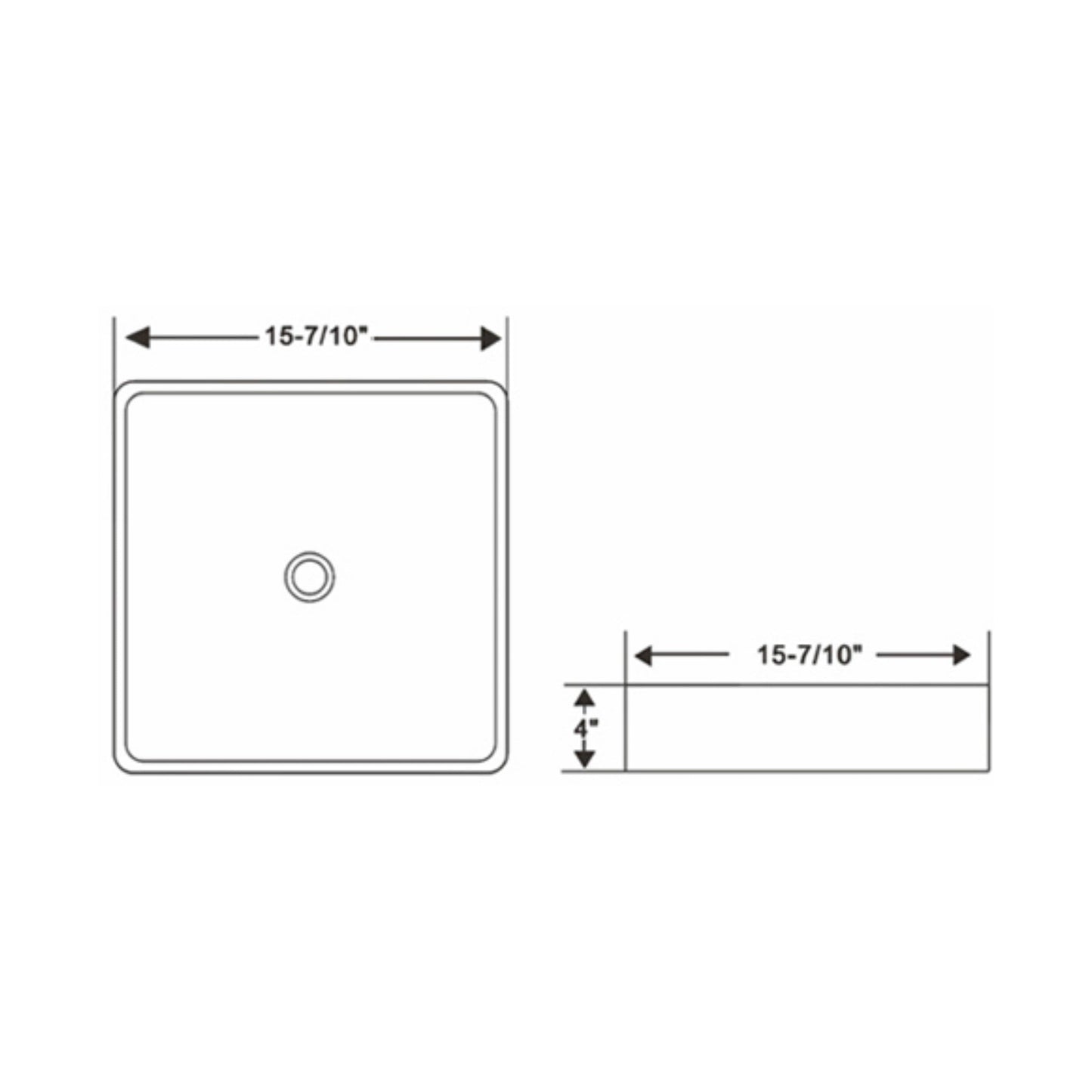Ratel 16" x 4" White Square Ceramic Vessel Bathroom Sink