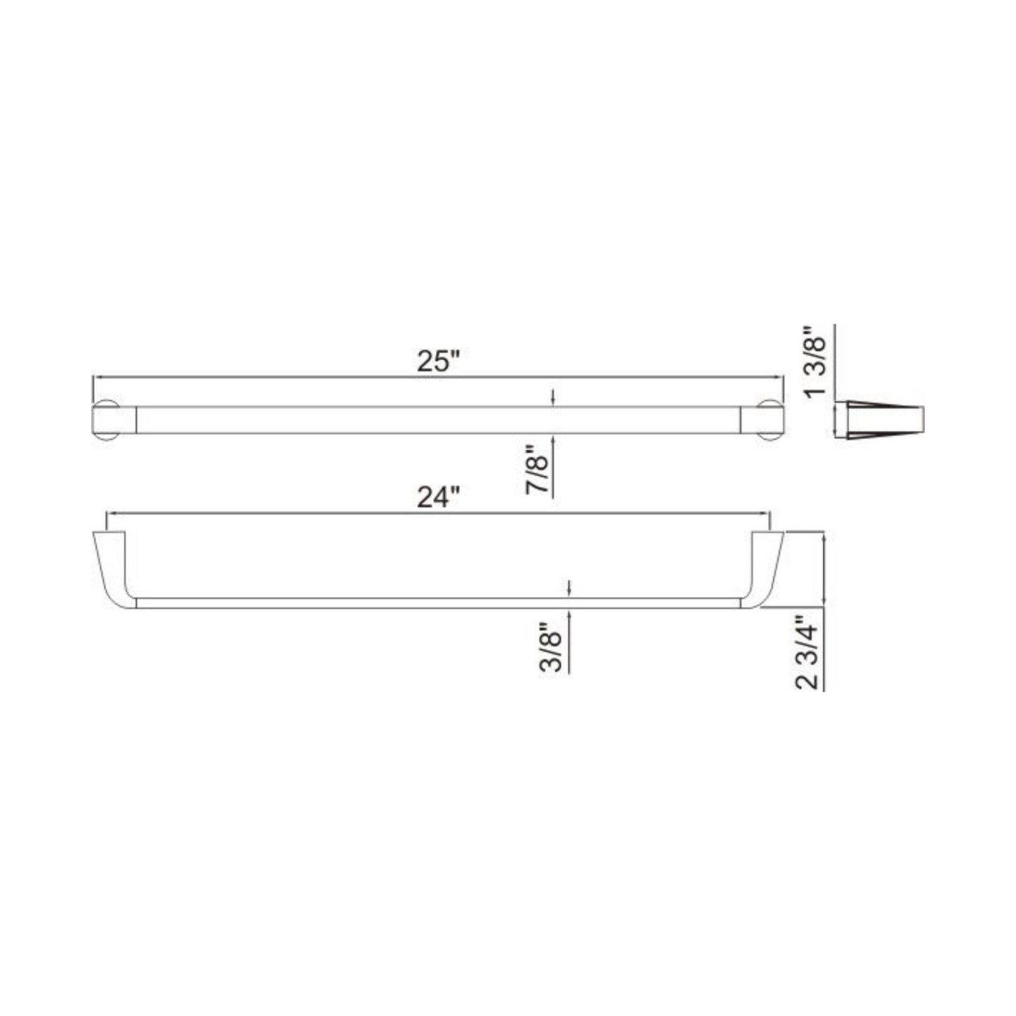 Ratel 24" Chrome Wall-Mounted Bathroom Towel Bar