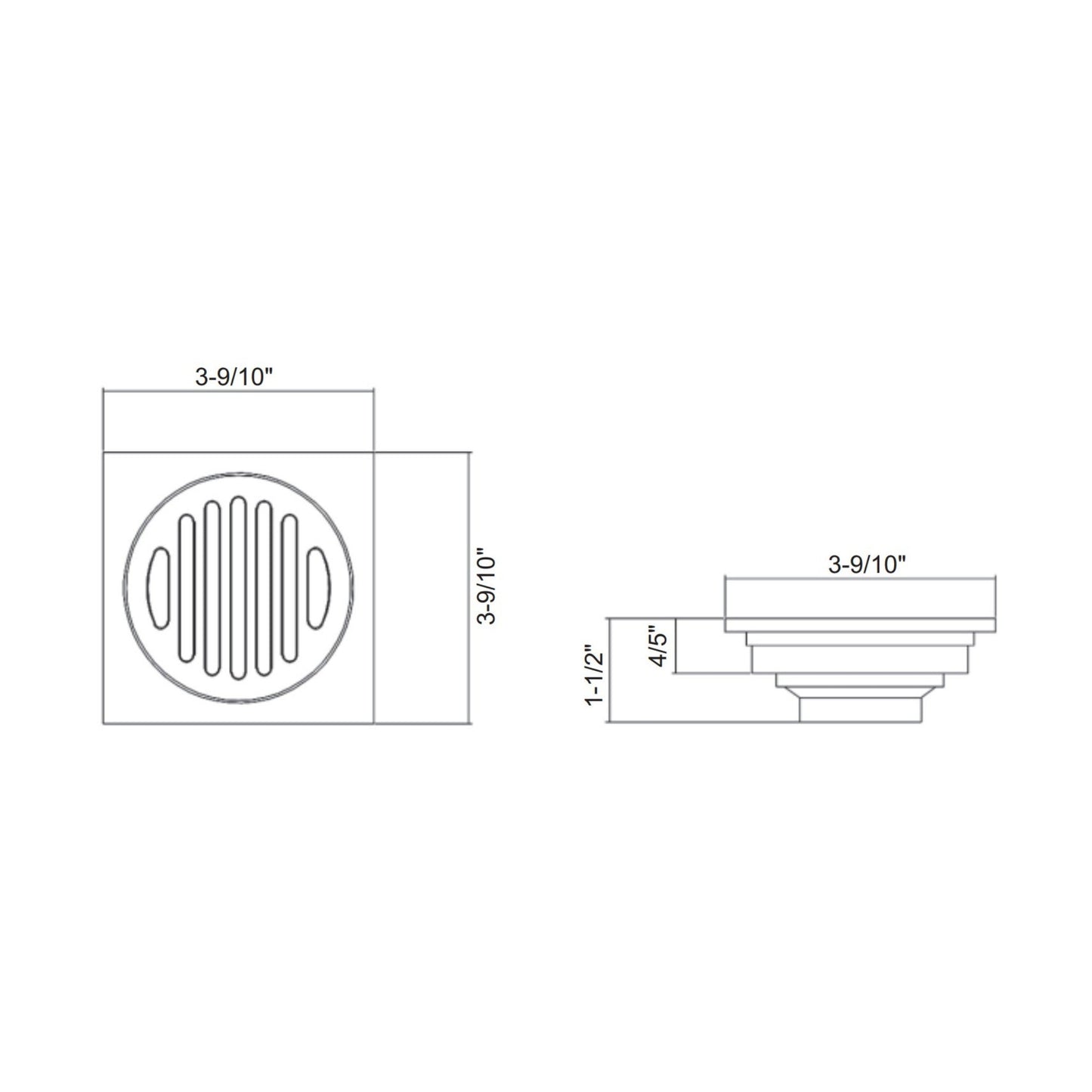 Ratel 4" Square Brushed Nickel Shower Drain