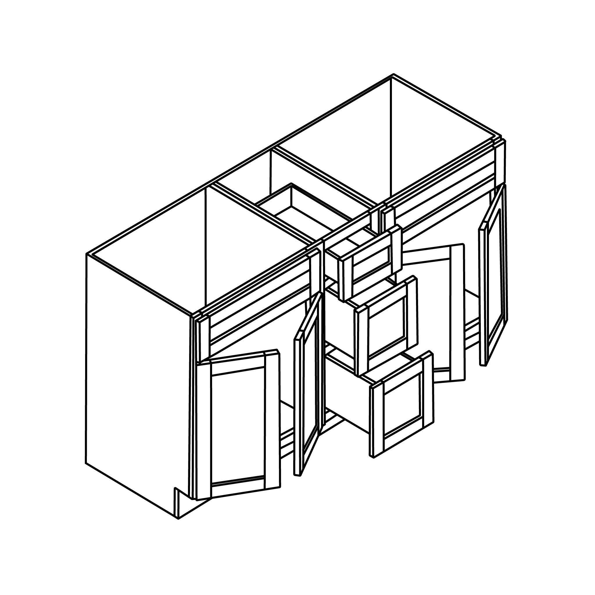 Ratel 60" 3Drawer and 4Door Sterling Double Vanity With 2 Dummy Draw