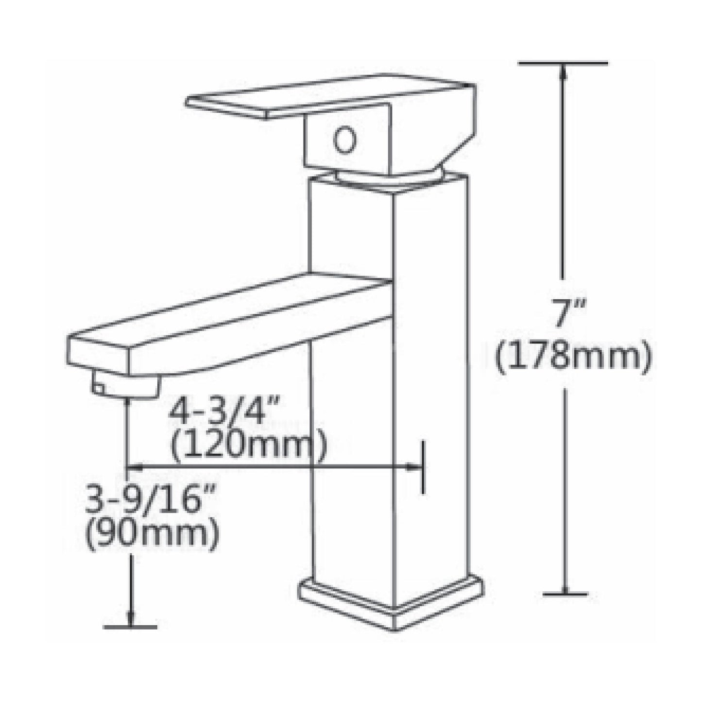 Ratel 7" Single-Hole Chrome Bathroom Sink Faucet With 3.6 Spout Height