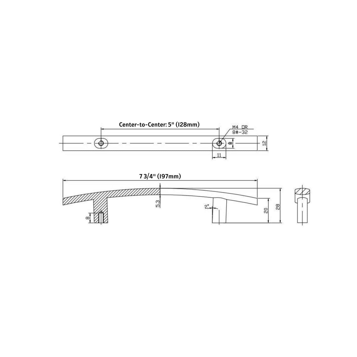 Ratel 8" Brushed Gold Zamak Curved Handle