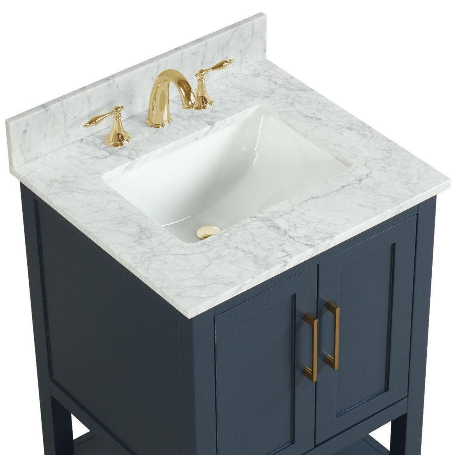Ratel Santorini 24" 2-Door Aria Blue Vanity Set With Open Bottom Shelf