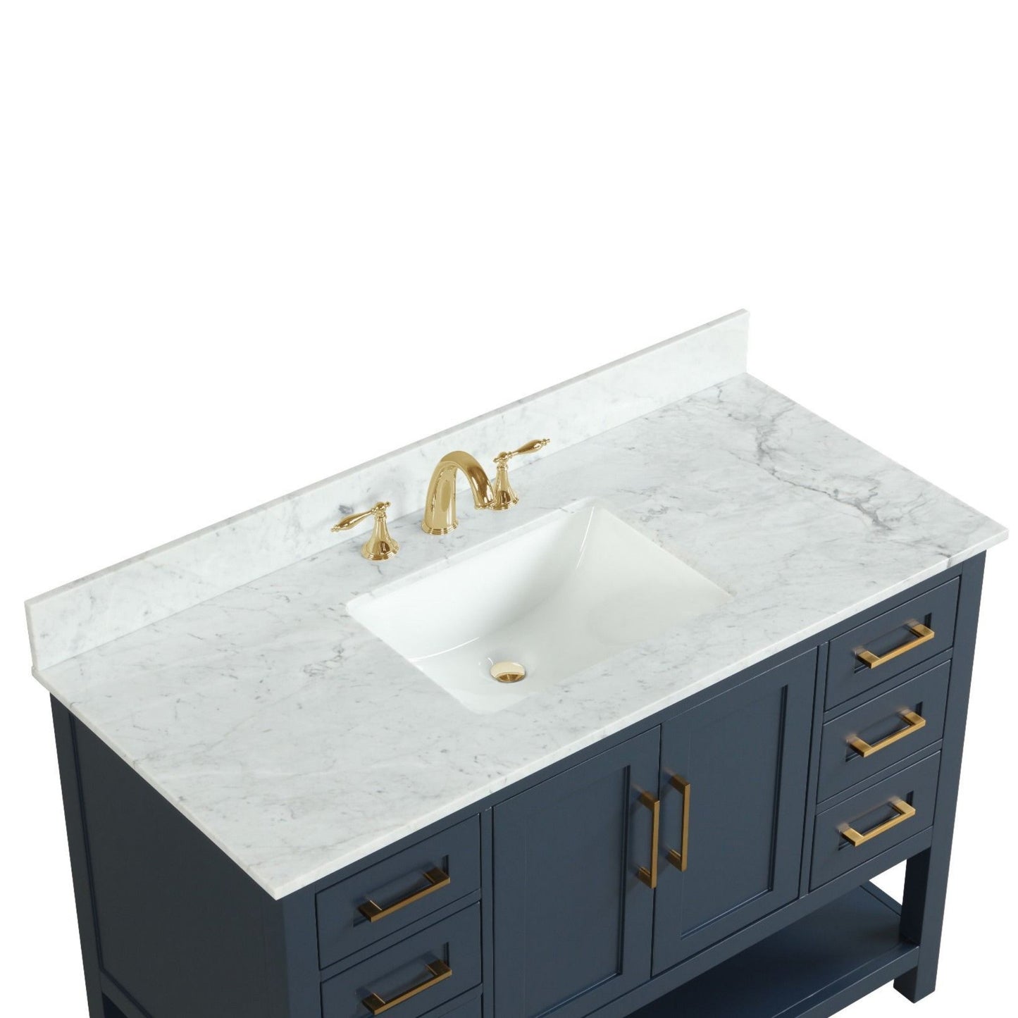 Ratel Santorini 48" 2-Door and 6-Drawer Aria Blue Vanity Set With Open Bottom Shelf