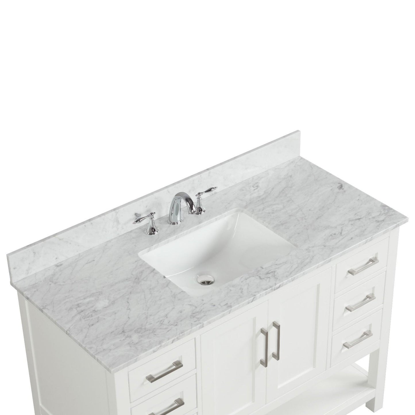 Ratel Santorini 48" 2-Door and 6-Drawer Dove White Vanity Set With Open Bottom Shelf