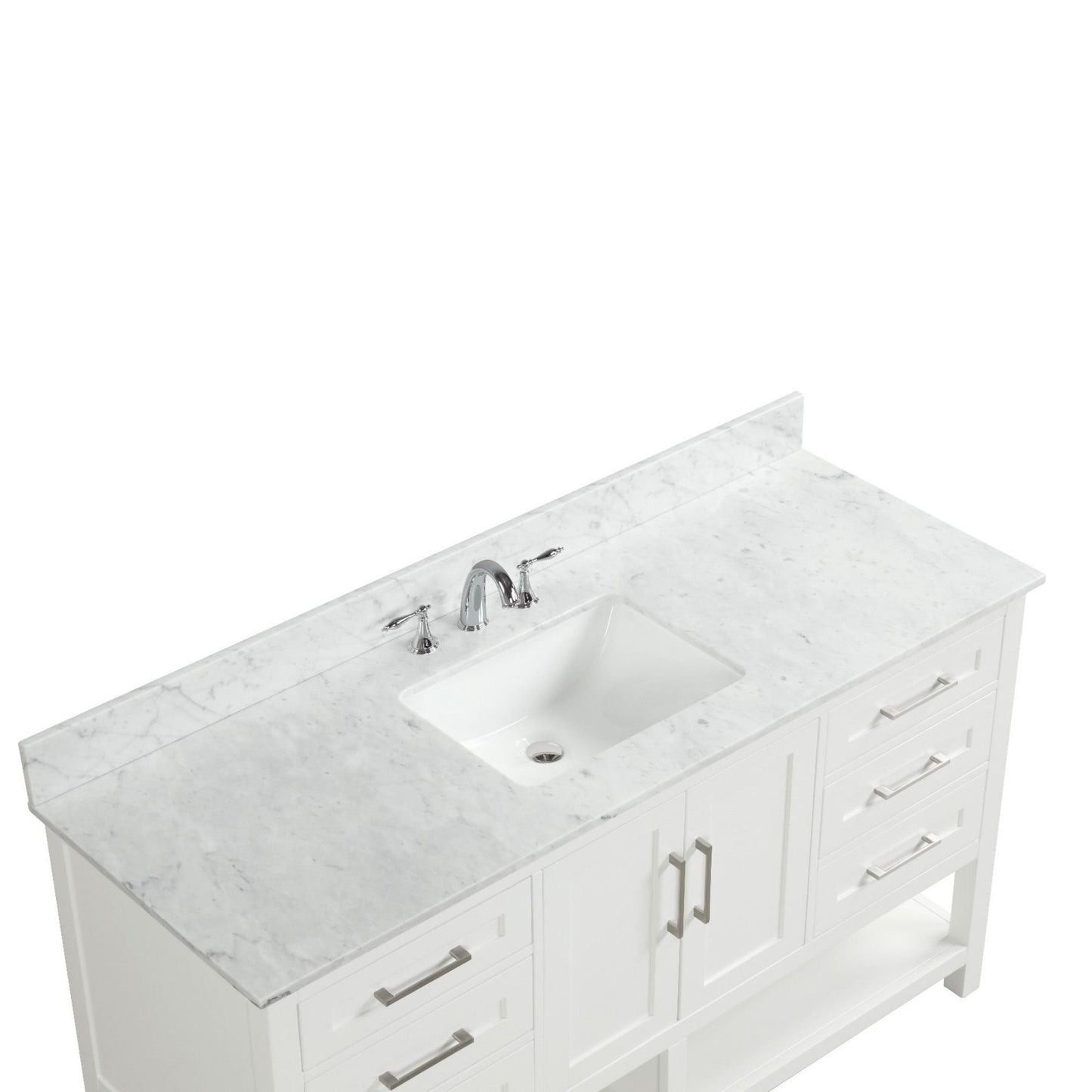 Ratel Santorini 60" 2-Door and 6-Drawer Dove White Vanity Set With Open Bottom Shelf