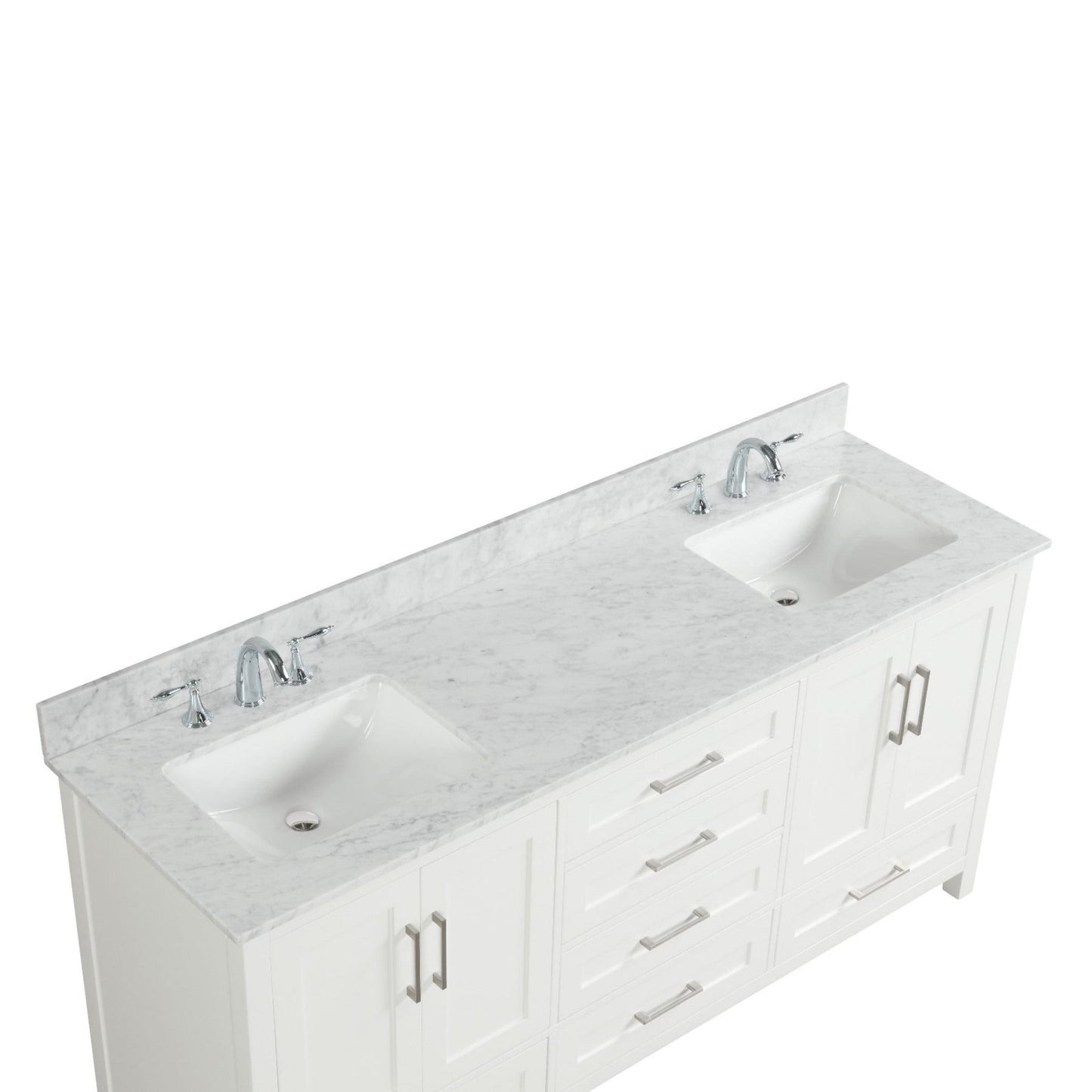 Ratel Valencia 72" 4-Door and 6-Drawer Dove White Double Sink Vanity Set
