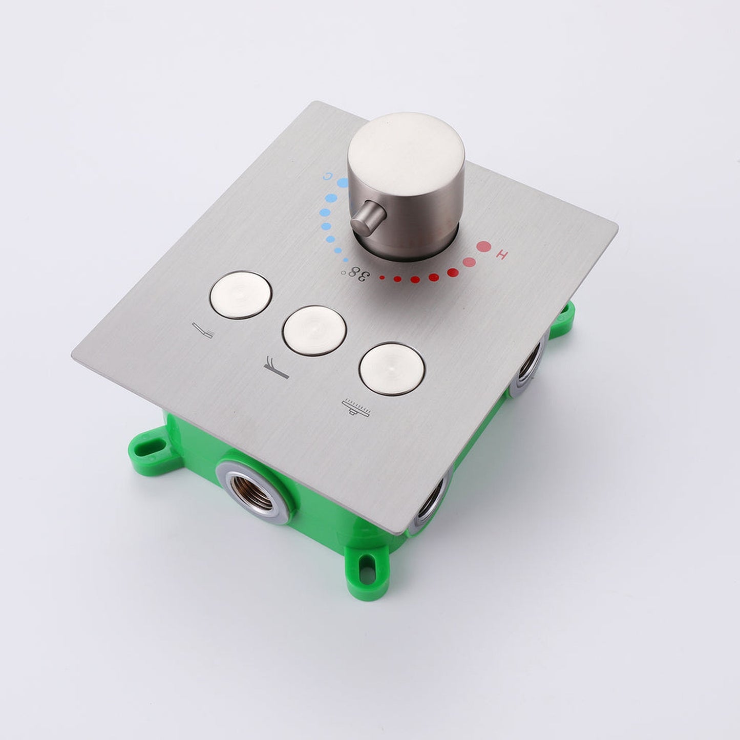 RBROHANT Brushed Nickel And Chrome Rainfall Dual Shower Head System With Rough-In Valve