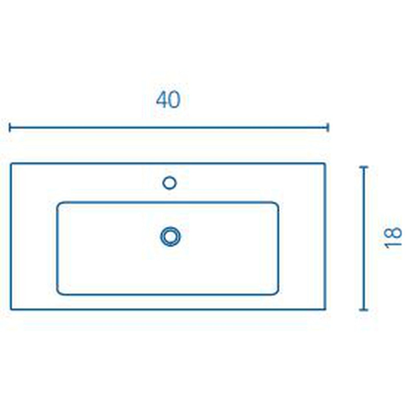 Royo Bari 40" x 18" Modern Rectangle Gloss White Mineral Cover Center Sink