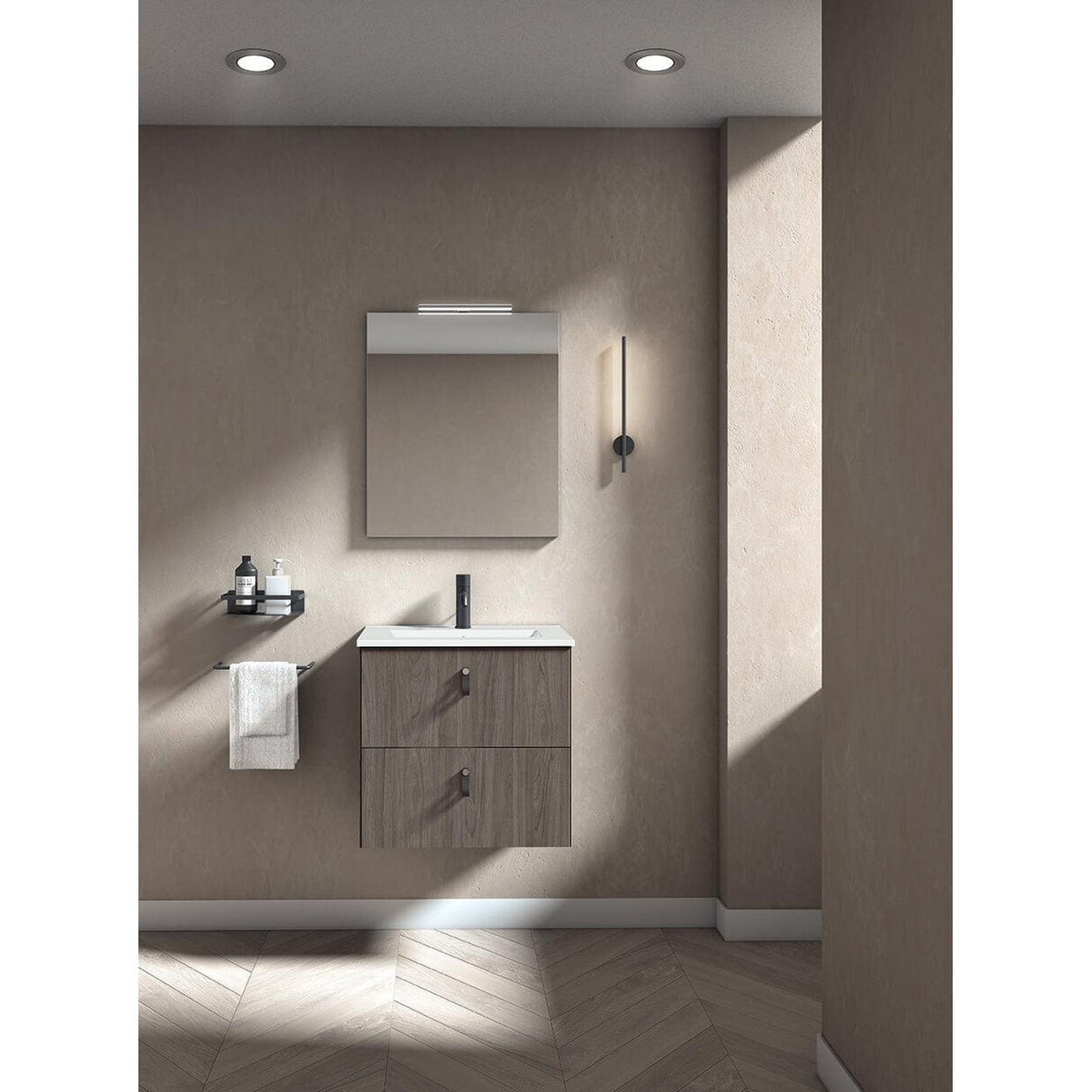 Royo Little 20" x 14" Gray Elm Modern Wall-mounted Vanity With 2 Drawers