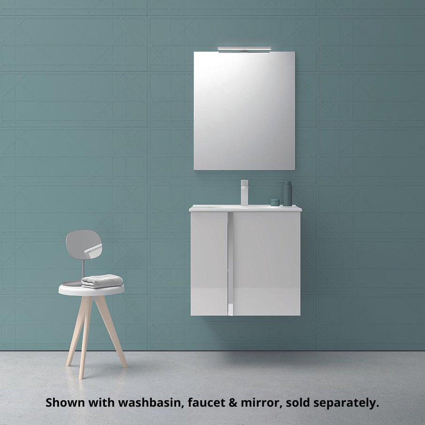 Royo Onix+ 24" x 18" White Modern Wall-mounted Vanity With 2 Doors and Chrome Handle