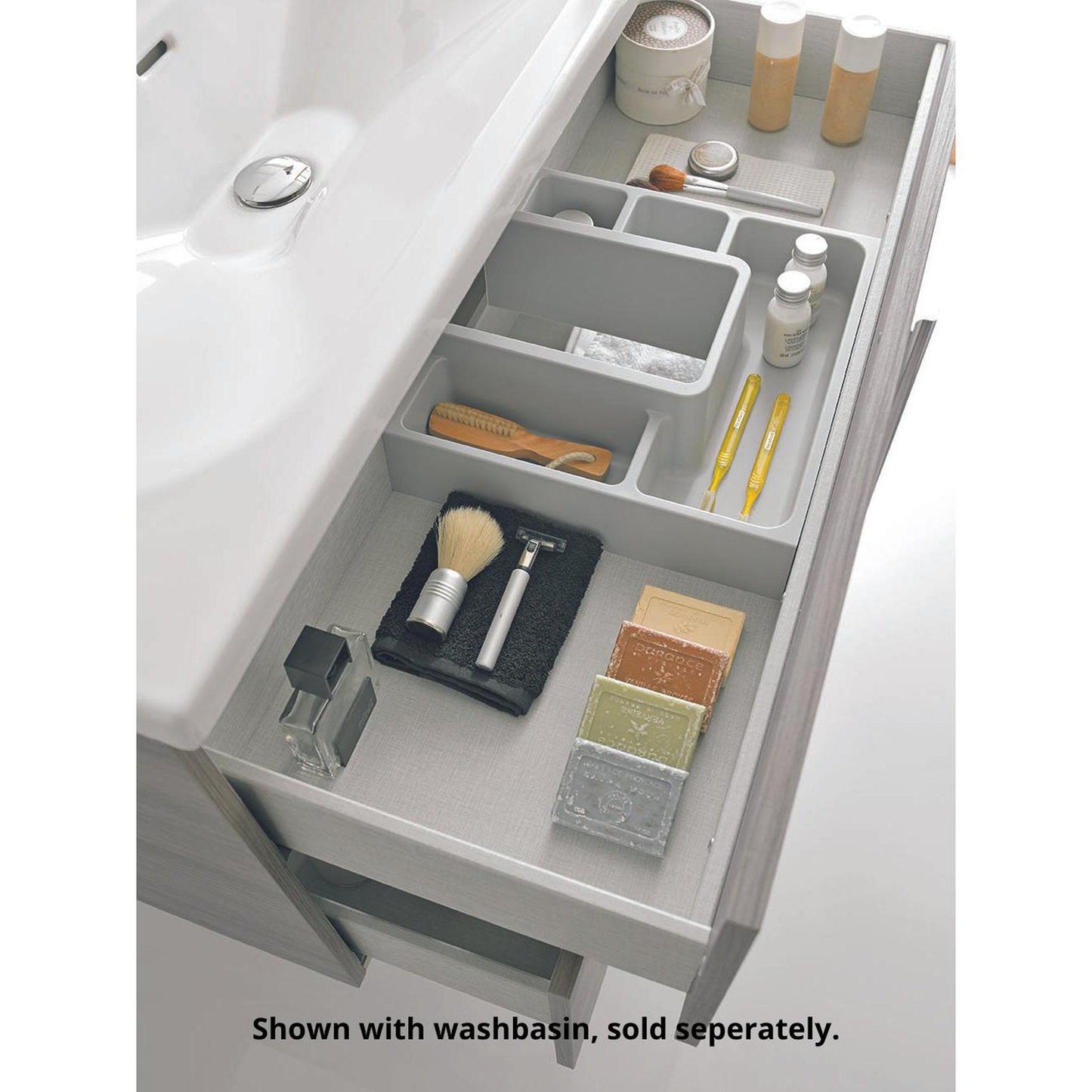 Royo Onix+ 40" x 18" Sandy Gray Modern Wall-mounted Vanity With 2 Drawers and Matt White Handle