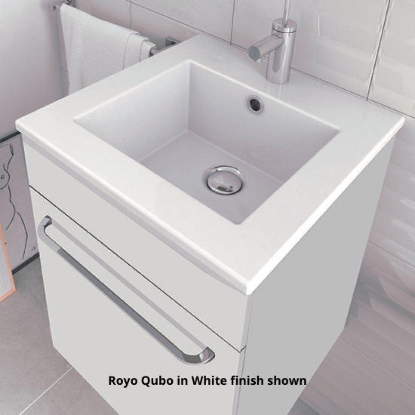 Royo Qubo 16" x 16" Sandy Gray Modern Wall-mounted Vanity Set With 1 Door Sink and Mirror