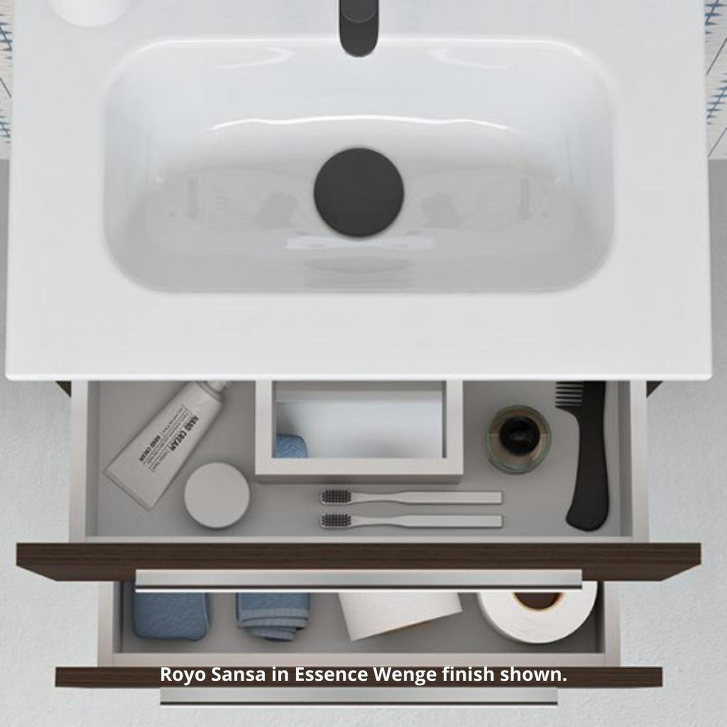 Royo Street 20" x 14" Sandy Gray Modern Wall-mounted Vanity Set With 2 Drawers Sink and Mirror