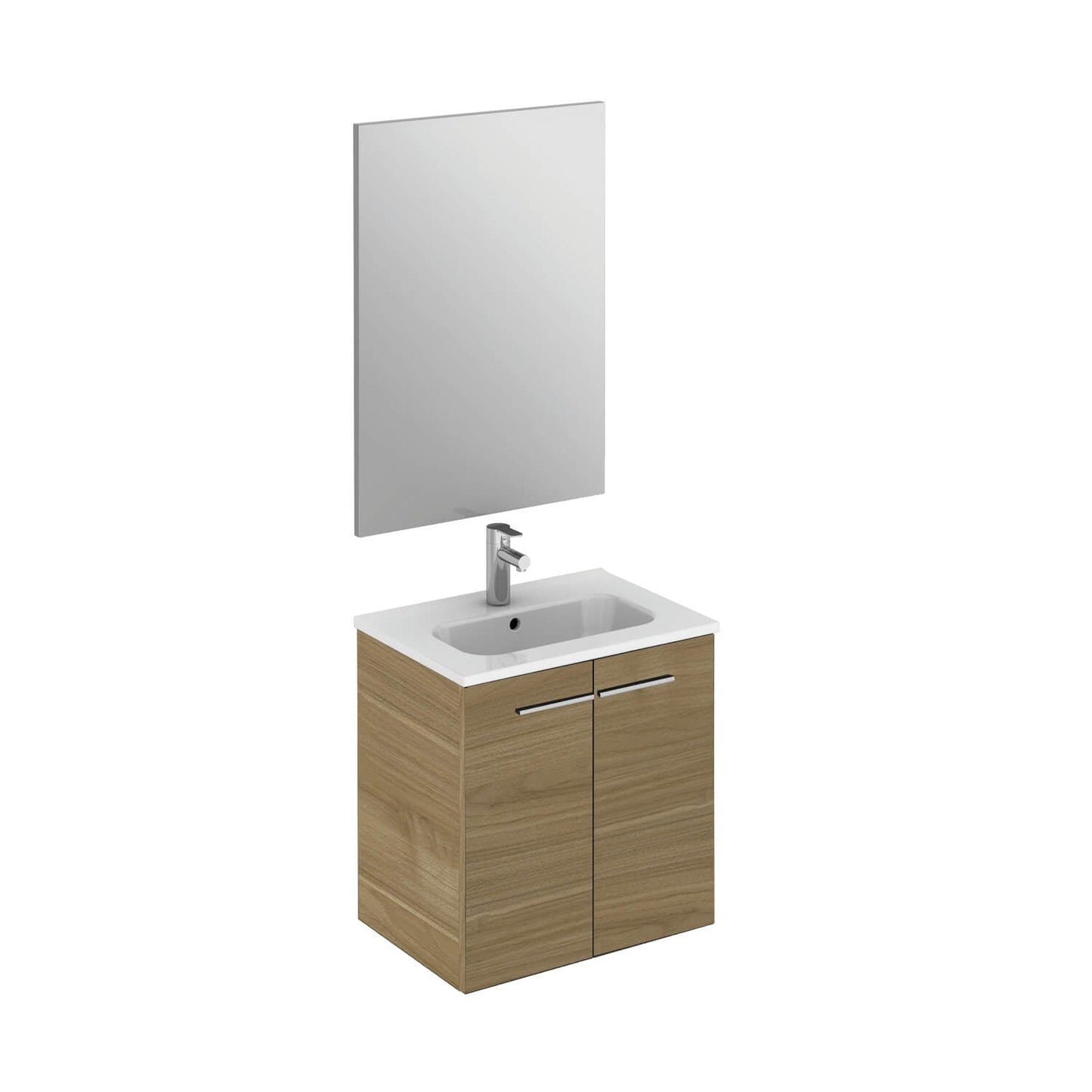 Royo Street 20" x 14" Toffee Walnut Modern Wall-mounted Vanity Set With 2 Doors Sink and Mirror