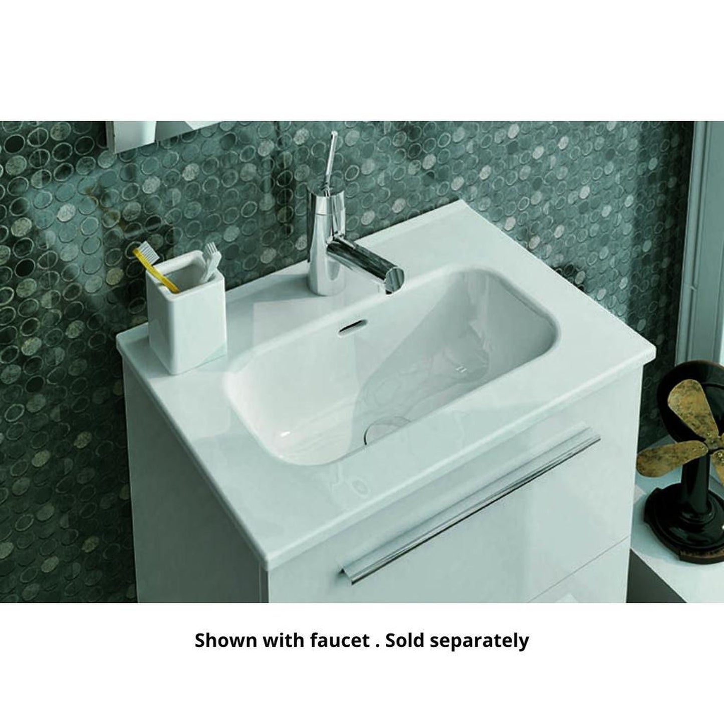 Royo Street 20" x 14" White Modern Wall-mounted Vanity Set With 2 Drawers Sink and Mirror
