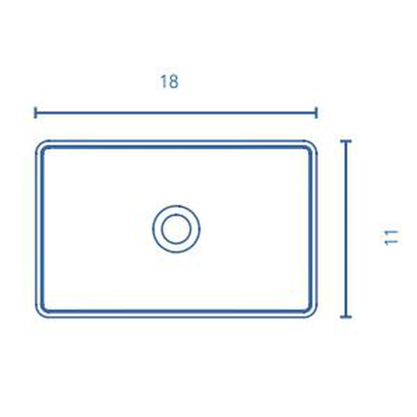 Royo Taos 18" x 11" Modern Rectangle Matt White Vessel Mineral Cover Sink