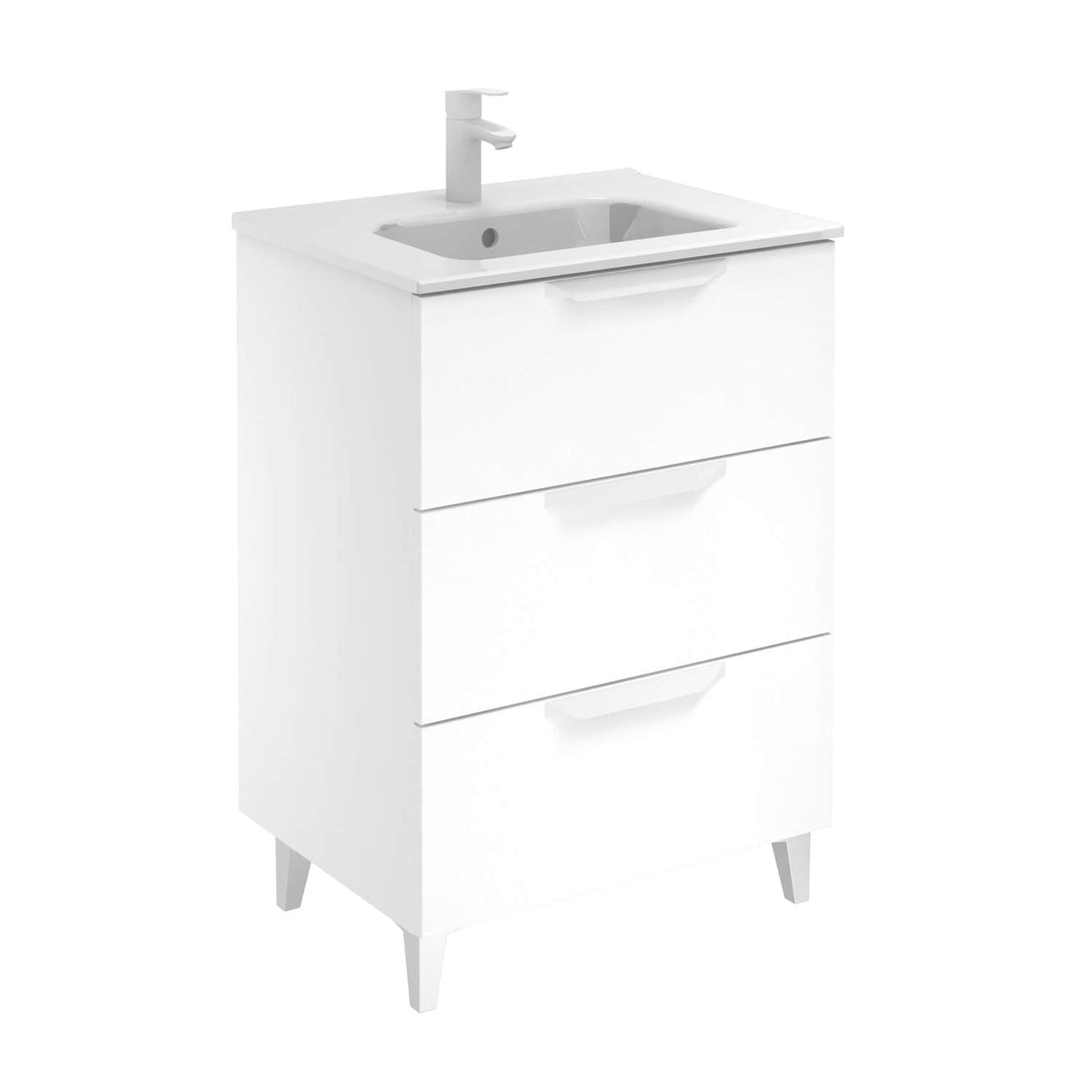Royo Urban 24" x 18" Matt White Modern Freestanding Vanity With 3 Drawers