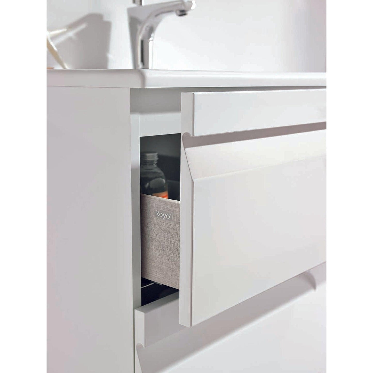 Royo Vitale 24" x 18" White Modern Wall-mounted Vanity With 2 Drawers