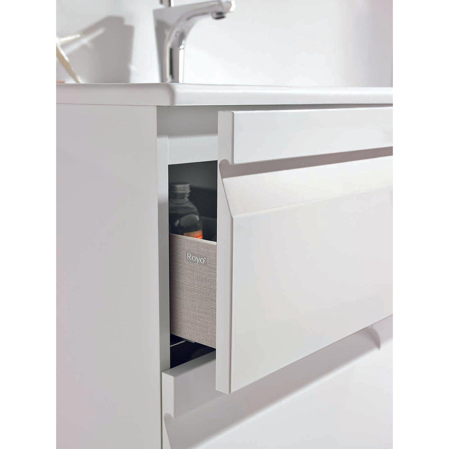 Royo Vitale 32" x 18" White Modern Wall-mounted Vanity With 2 Drawers