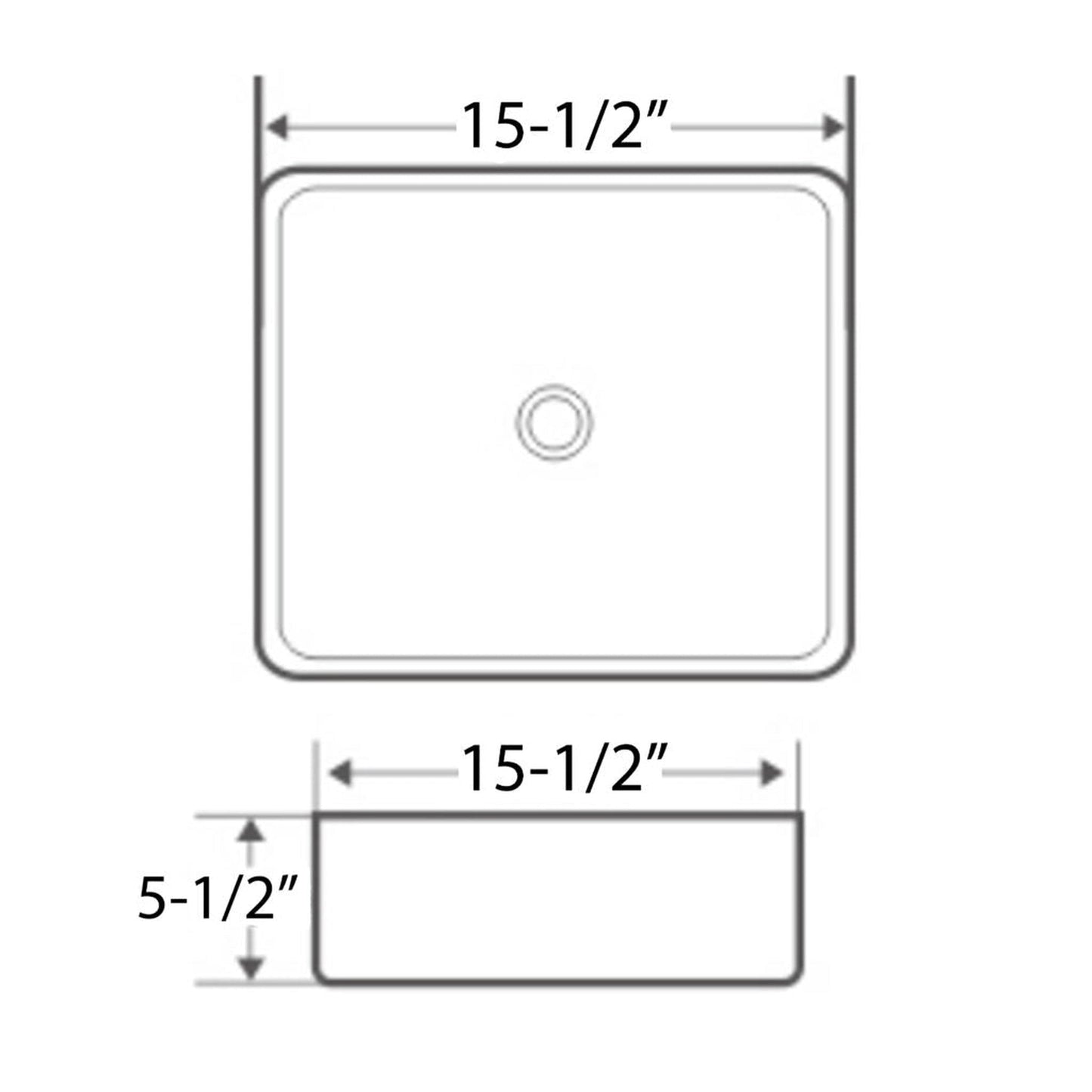 Ruvati Vista 15” x 15” Square White Above Counter Porcelain Ceramic Bathroom Vessel Sink
