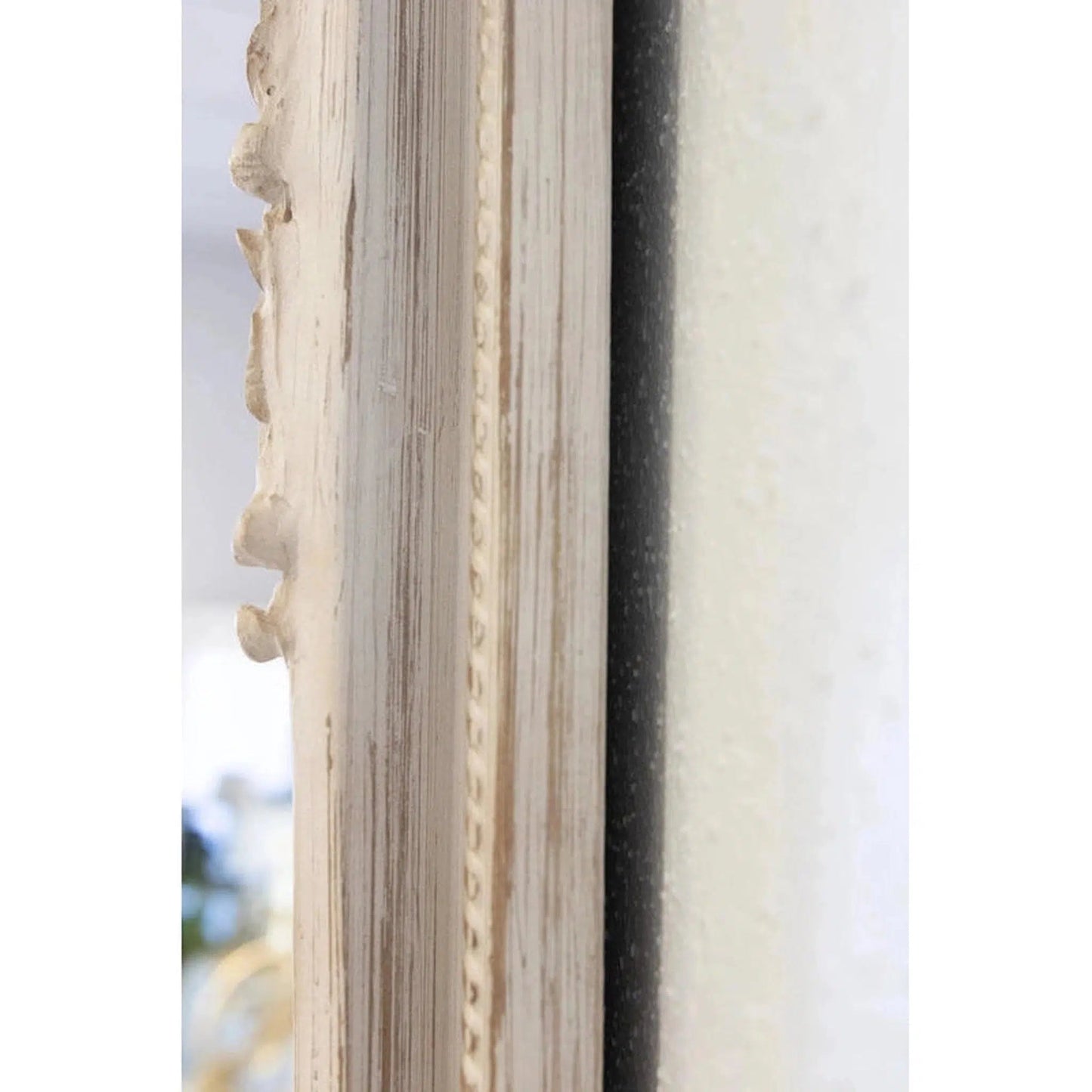 SBC Decor Beaumont 32" x 44" Wall-Mounted Wood Frame Vanity Wall Mirror In Distressed French Ivory Finish