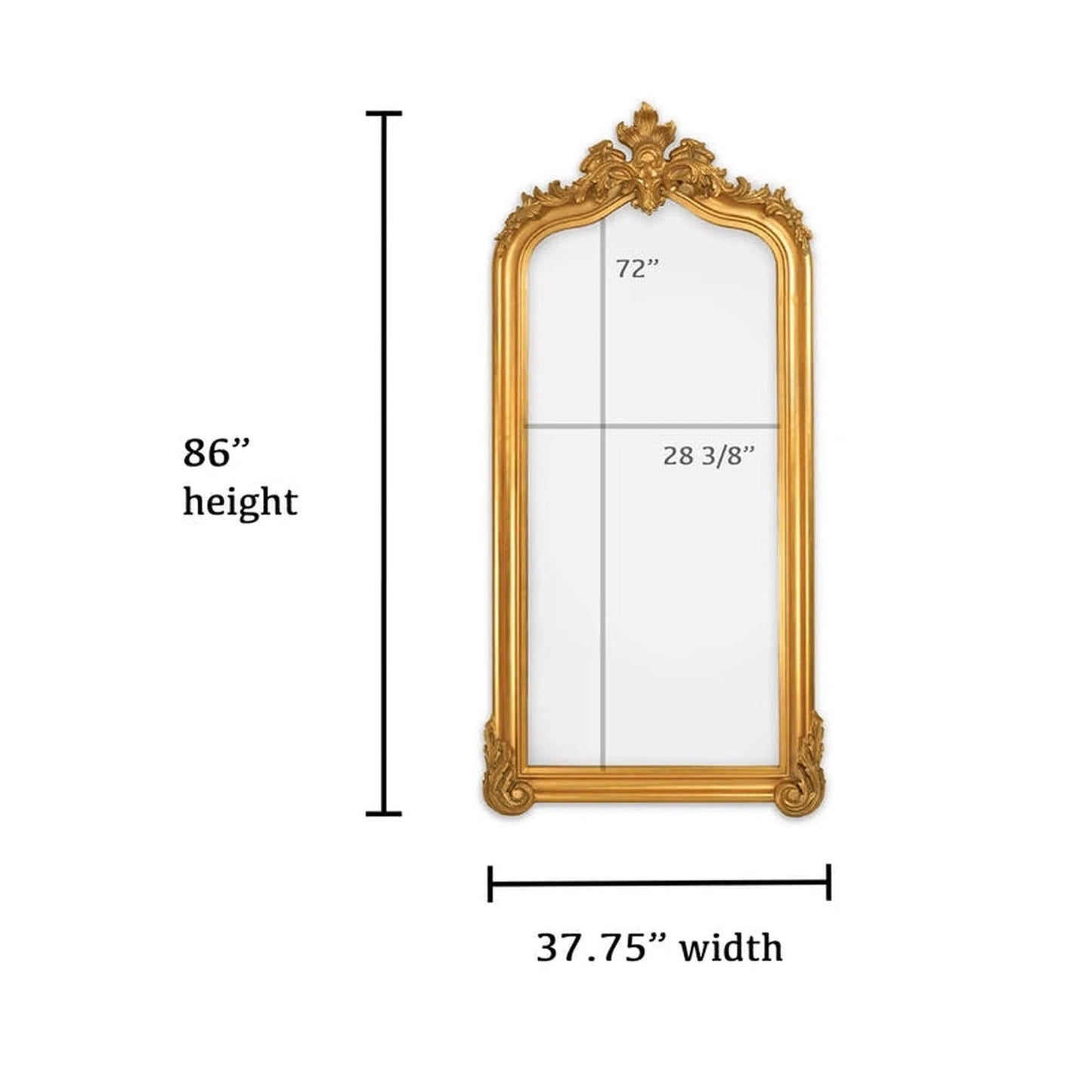 SBC Decor Blenheim 38" x 86" Wall-Mounted Wood Frame Leaner Dresser Mirror In Antique Gold Finish