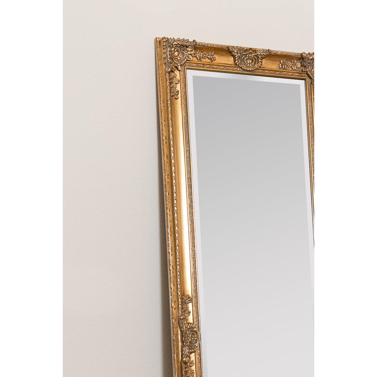 SBC Decor Mayfair Belle 19" x 60" Wall-Mounted Full Length Wood Frame Dresser Mirror In Antique Gold Finish