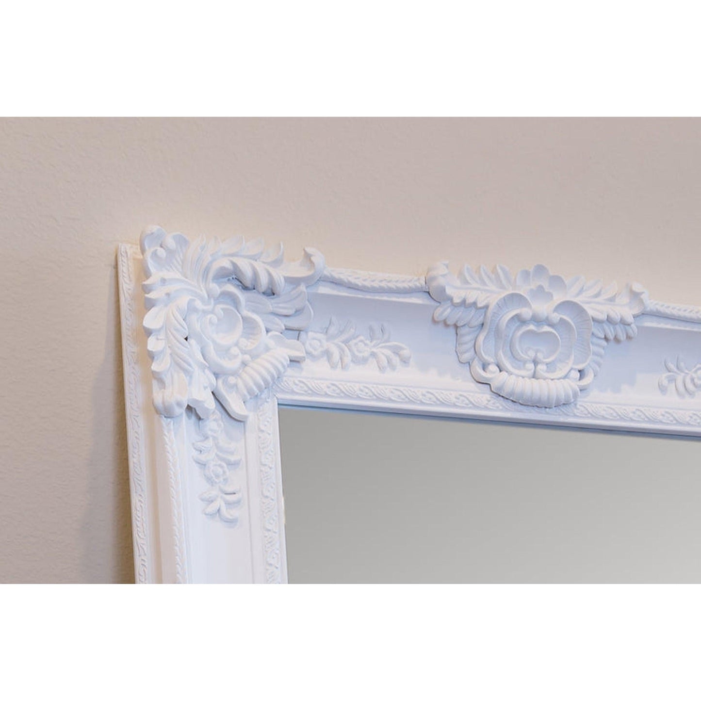 SBC Decor Mayfair Belle 19" x 60" Wall-Mounted Full Length Wood Frame Dresser Mirror In Matte White Finish