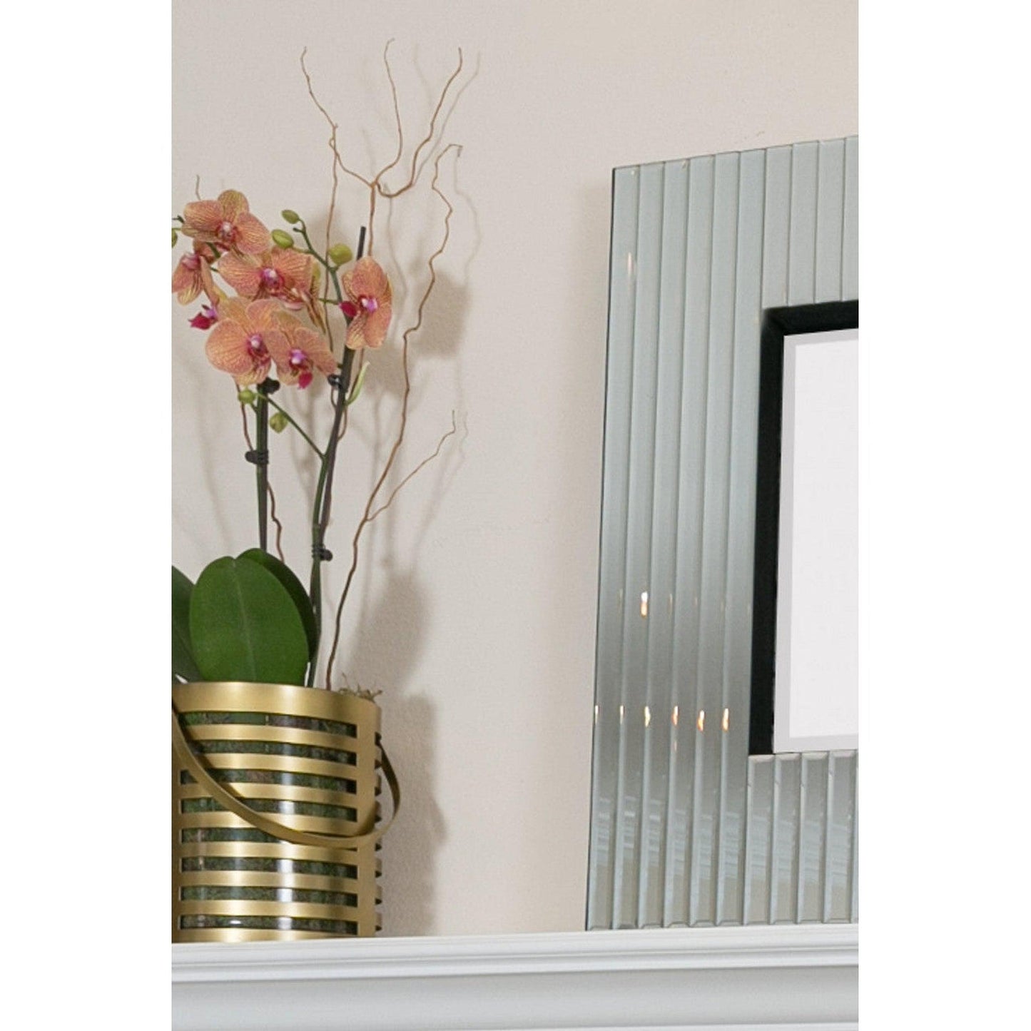 SBC Decor Miami 28" x 40" Wall-Mounted All Glass Beveled Ridge Rectangle Wall Mirror