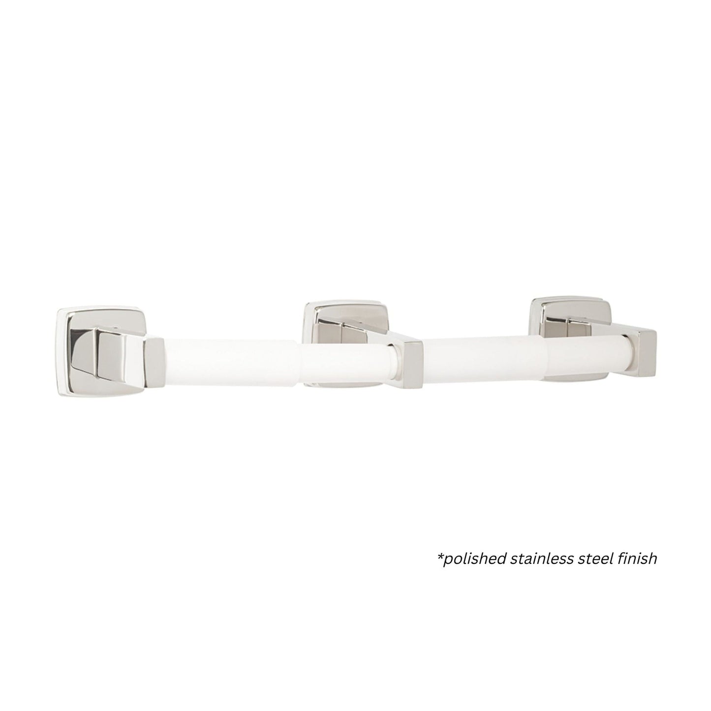 Seachrome 15000 Series Satin Stainless Steel Double Roll Toilet Paper Holder With Plastic Spring Loaded White Roller