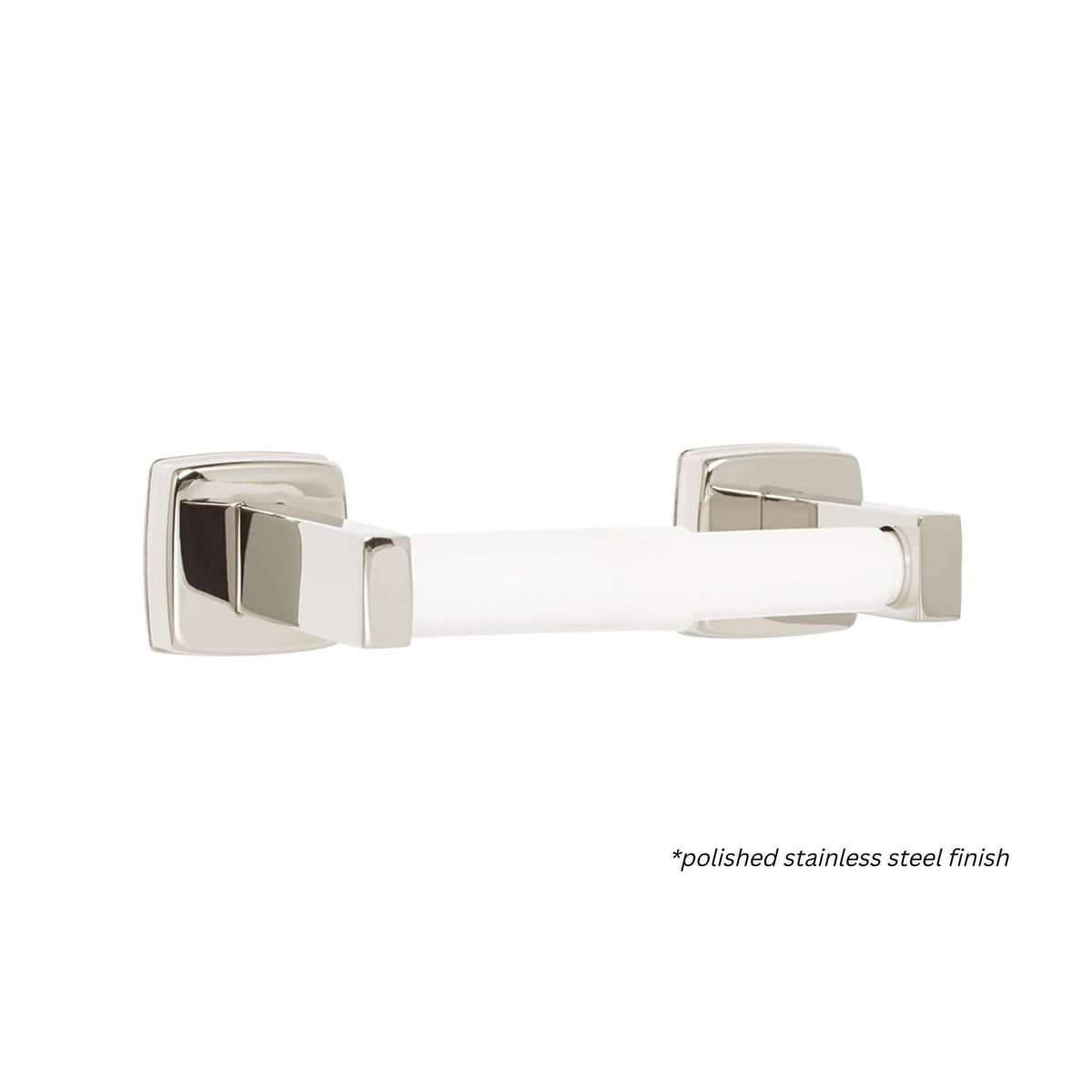 Seachrome 15000 Series Satin Stainless Steel Single Roll Toilet Paper Holder With Plastic Spring Loaded White Roller