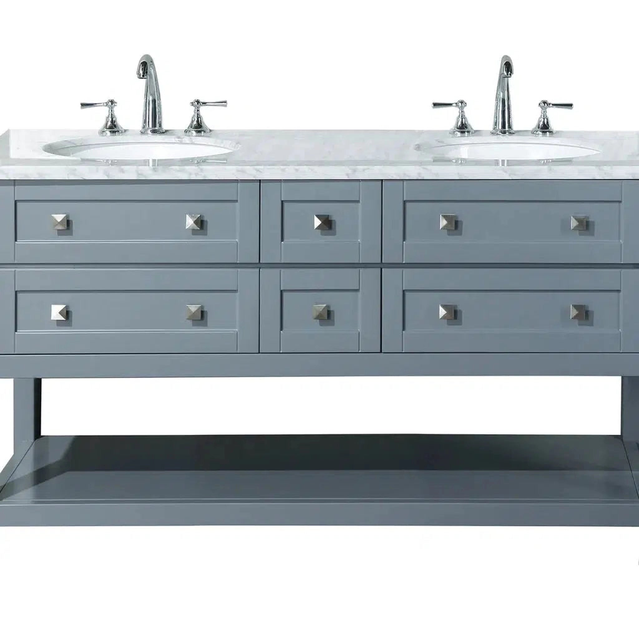 Stufurhome Marla 60" Grey Freestanding Bathroom Vanity With Oval Dual