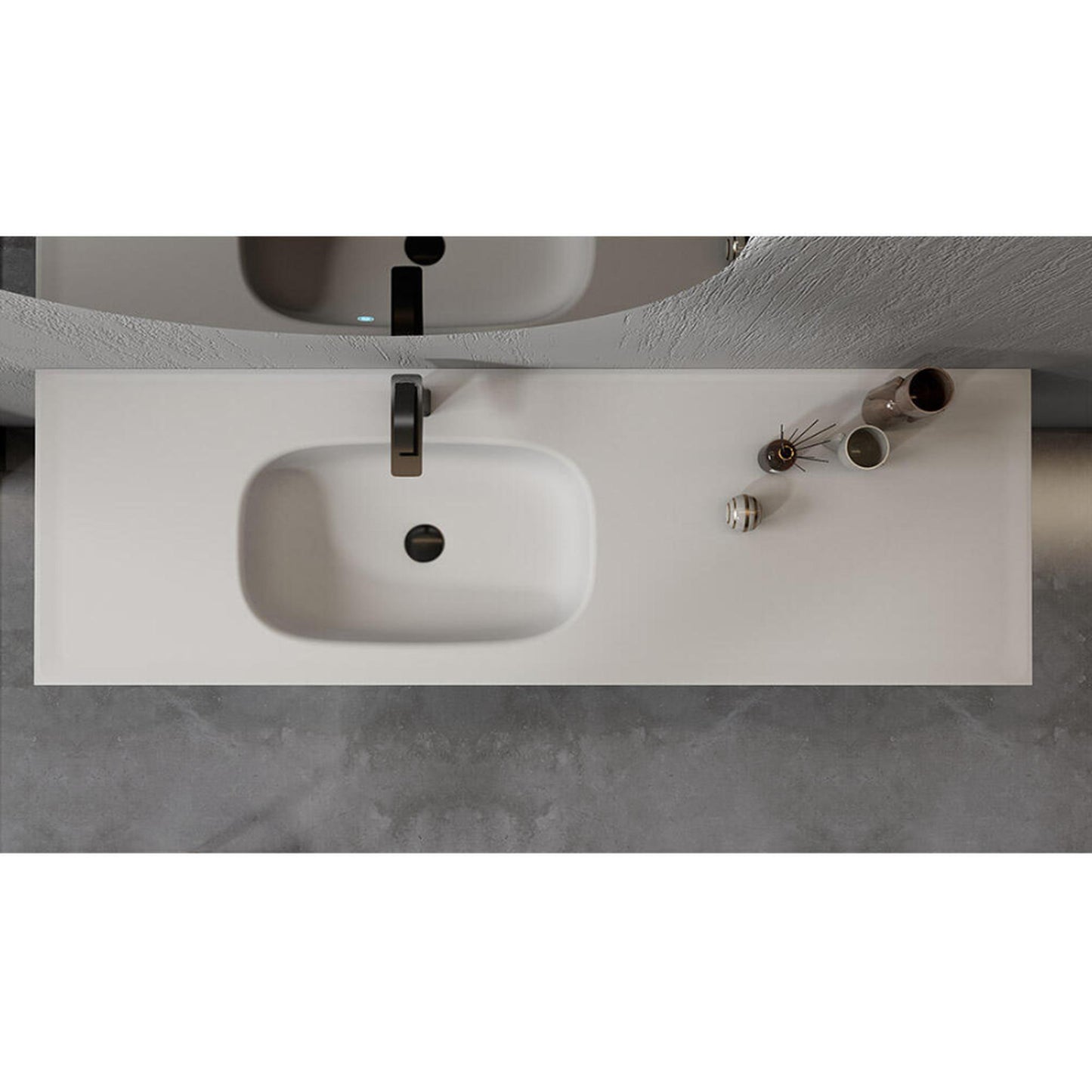 TONA Diana 65" Dark Green Wall-Mounted MDF Bathroom Vanity With White Solid Surface Integrated Top & Sink