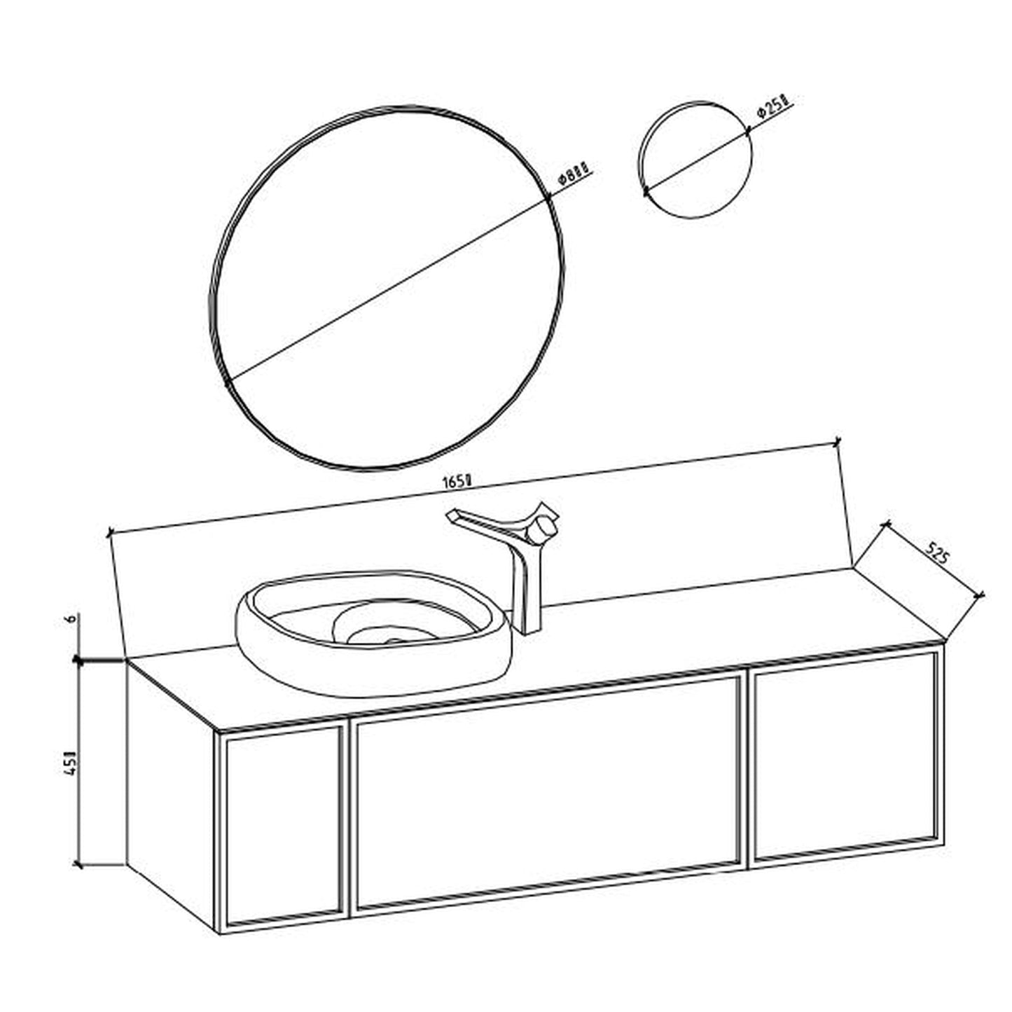 TONA Forest 65" Natural Walnut Grain Solid Wood Wall-Mounted Bathroom Vanity With Glossy White Single Vessel Sink