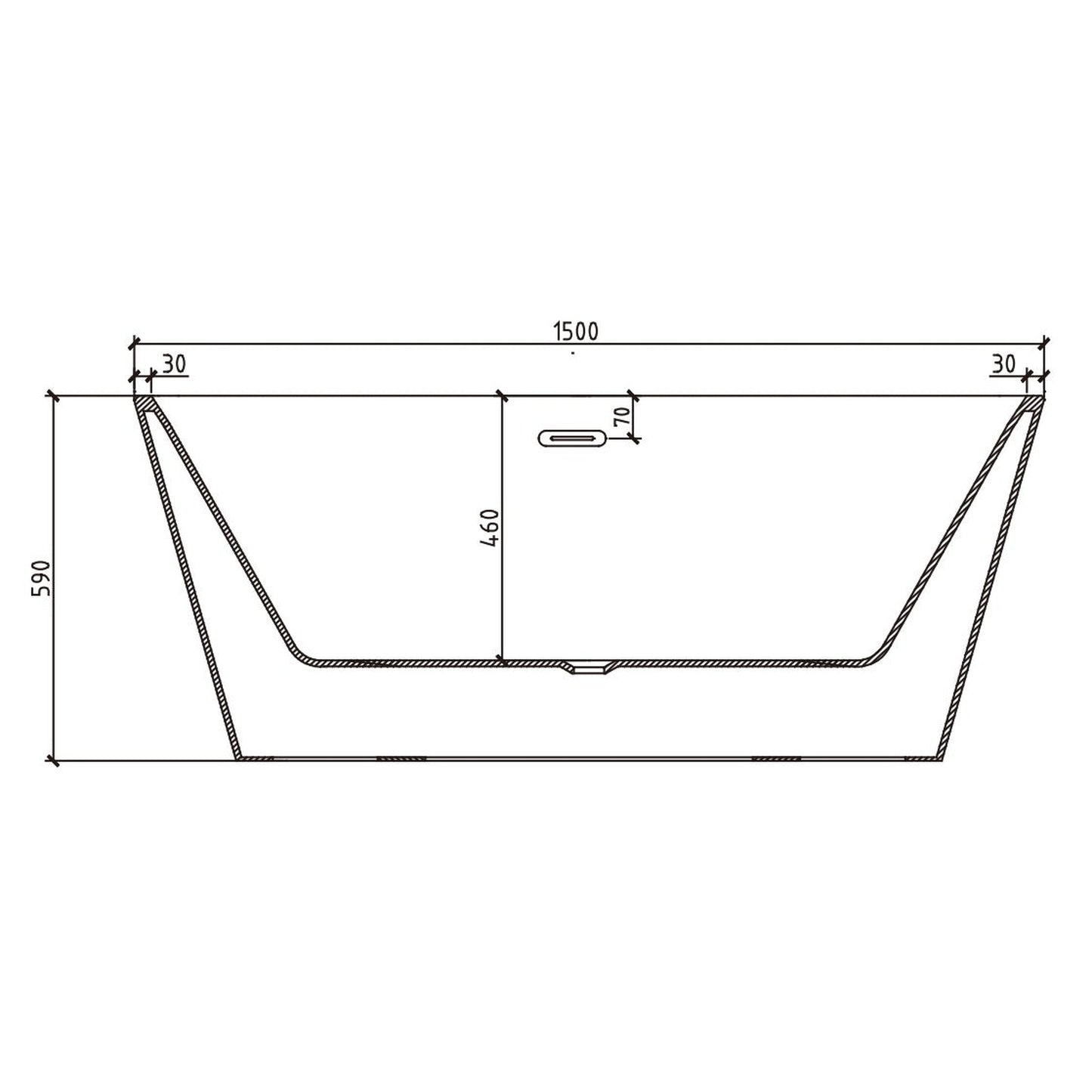 TONA Star 67" Glossy White Rectangular Acrylic Freestanding Bathtub With Chrome-Plated Drain Cover & Overflow Cover