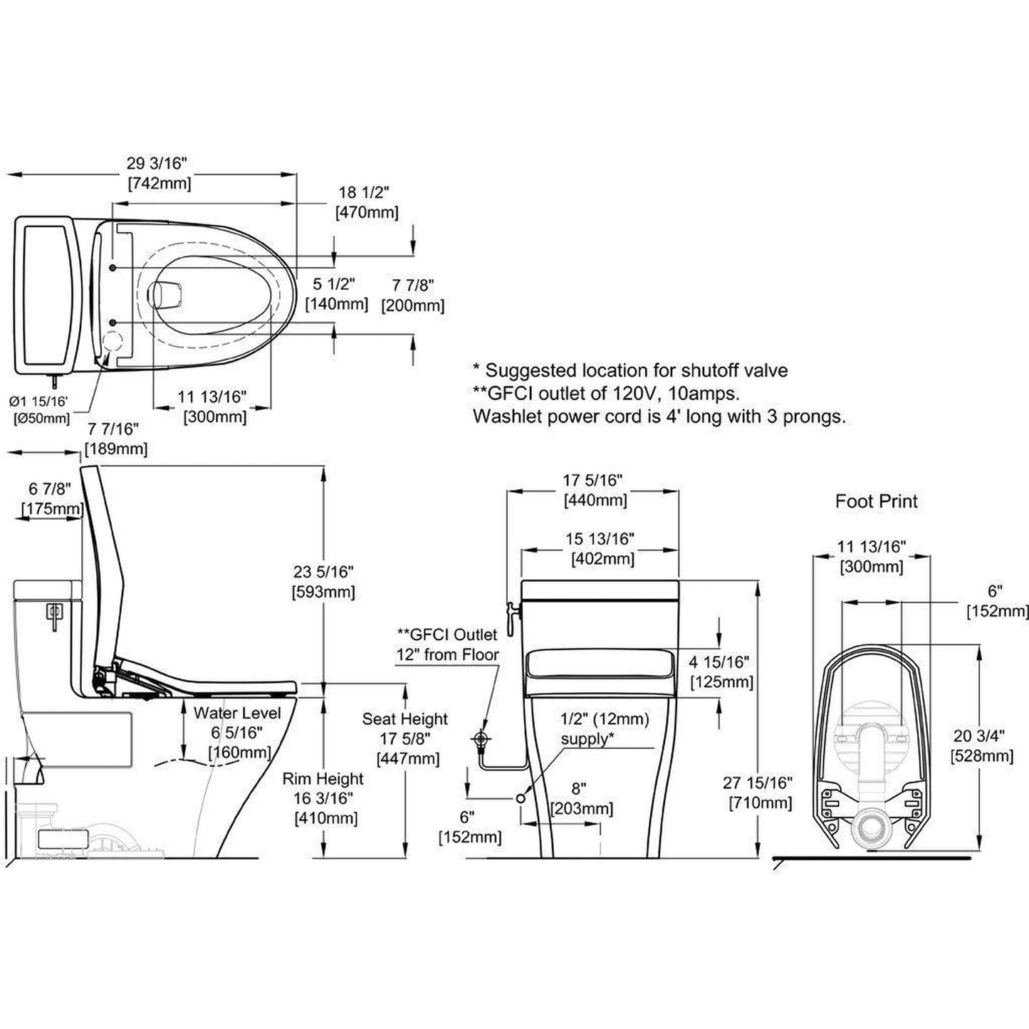 TOTO Aimes 1.28 GPF Cotton One-Piece Elongated Toilet With WASHLET+ S500e