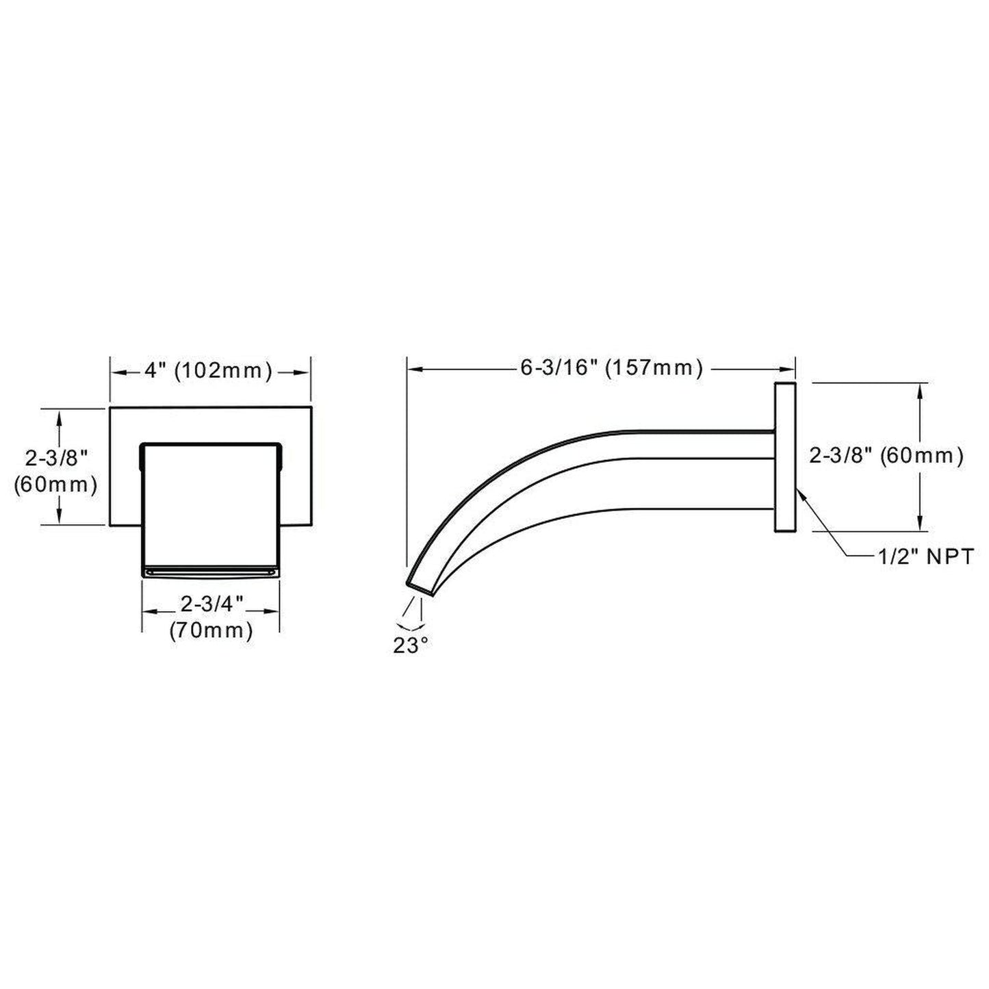 TOTO Aimes Polished Chrome Wall Mounted Tub Spout Trim