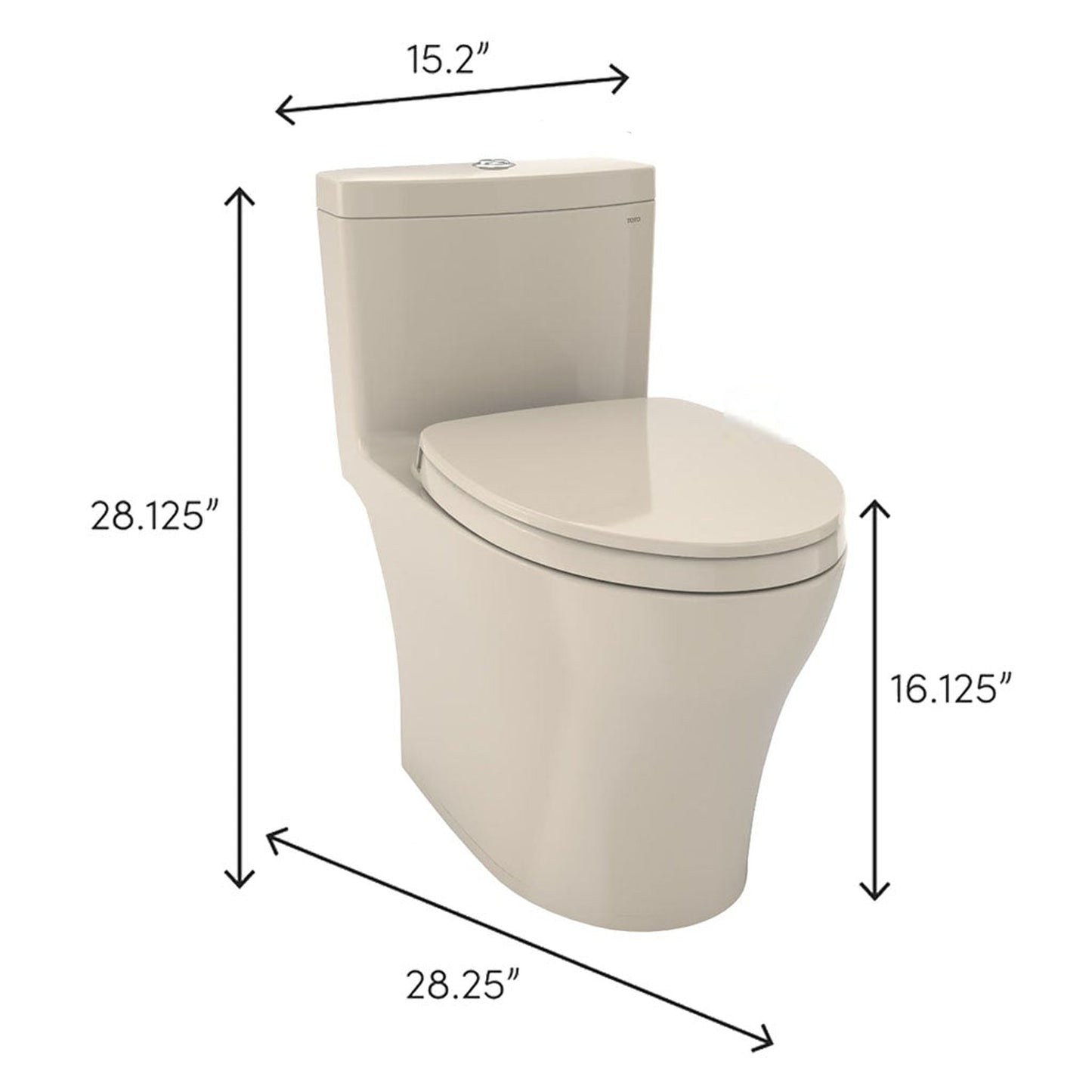 TOTO Aquia IV Bone One-Piece 0.8 GPF & 1.28 GPF Dual-Flush Elongated Toilet With WASHLET+ Connection - Seat Included
