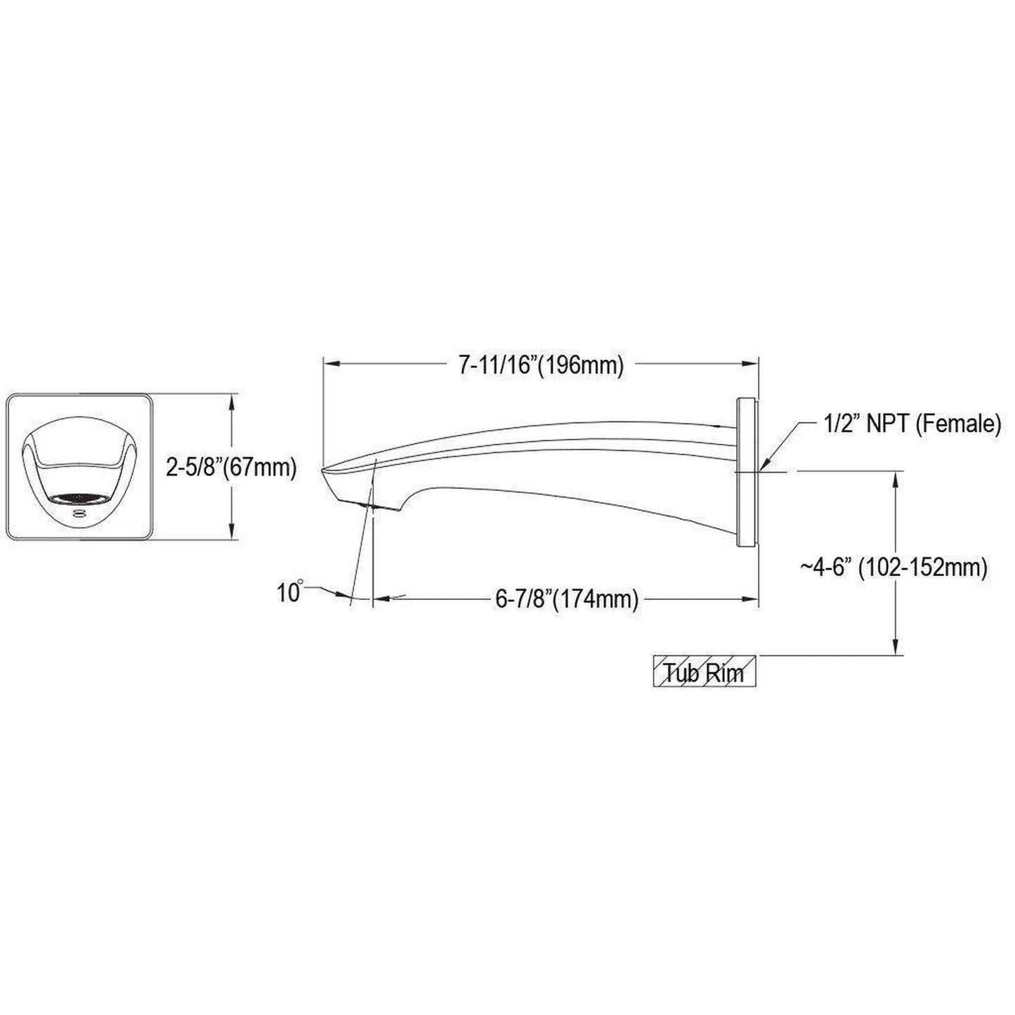 TOTO GM Brushed Nickel Wall Mounted Tub Spout Trim