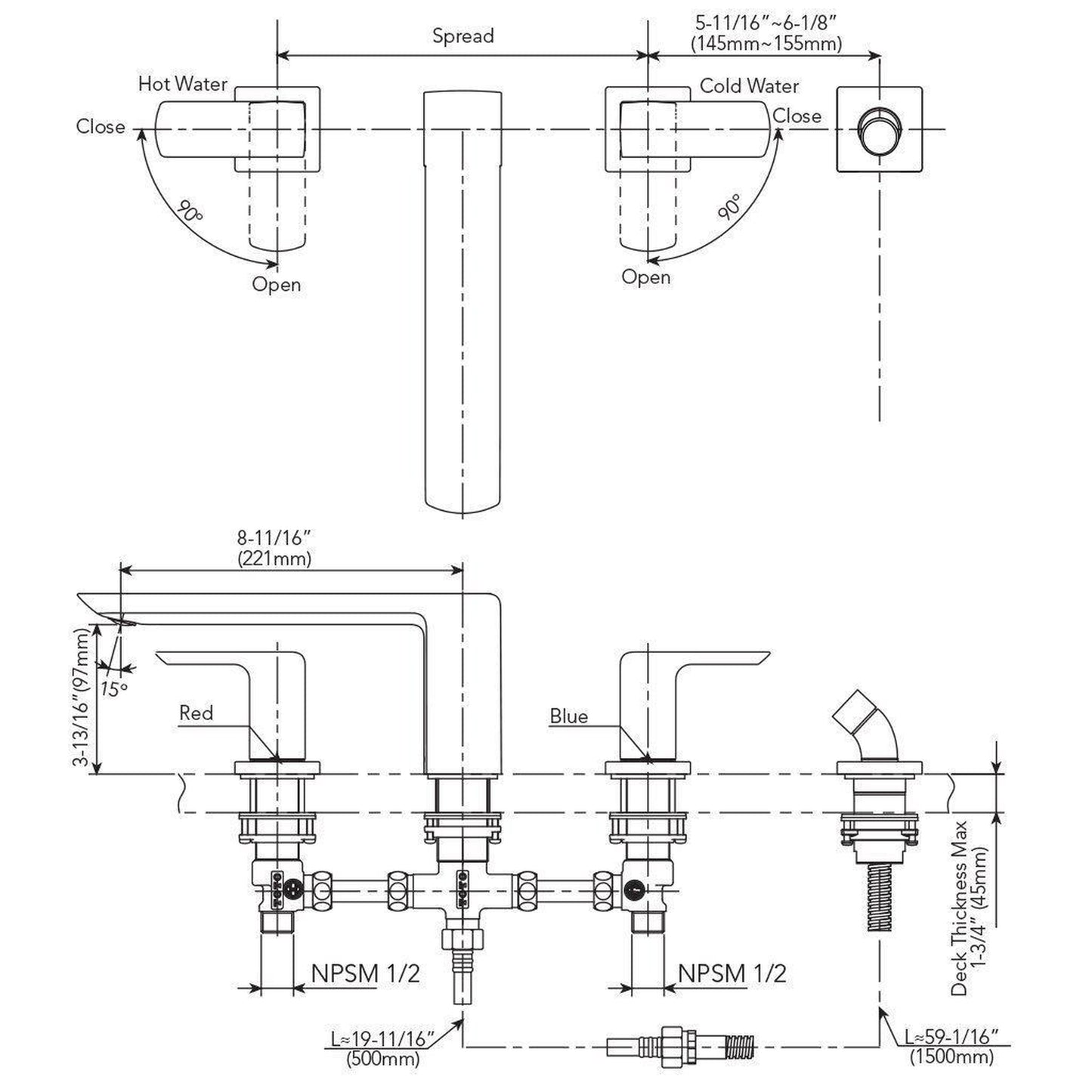 TOTO GR Brushed Nickel Four-Hole Double-Handle Deck-Mounted Roman Tub Filler With Handshower Outlet