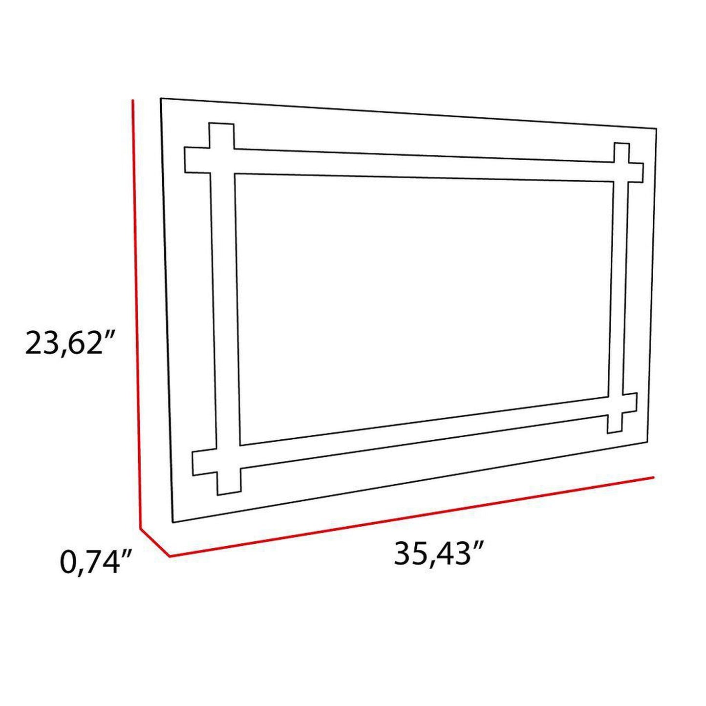 TUHOME Flektar Broni 35" x 24" Frameless Wall-Mounted Mirror With Interior Frosted Frame Design