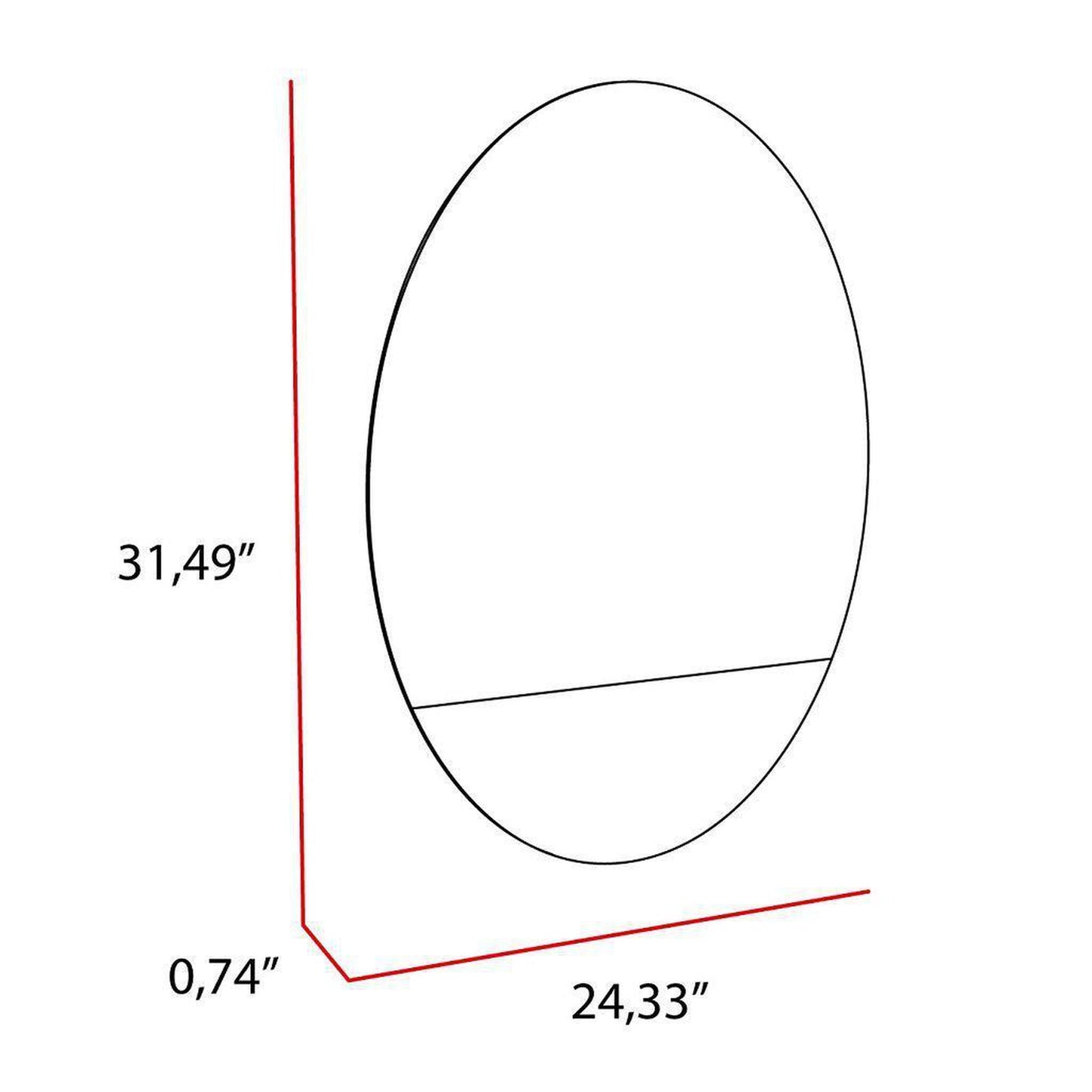 TUHOME Flektar Ferrara 24" x 32" Oval Frameless Wall-Mounted Mirror