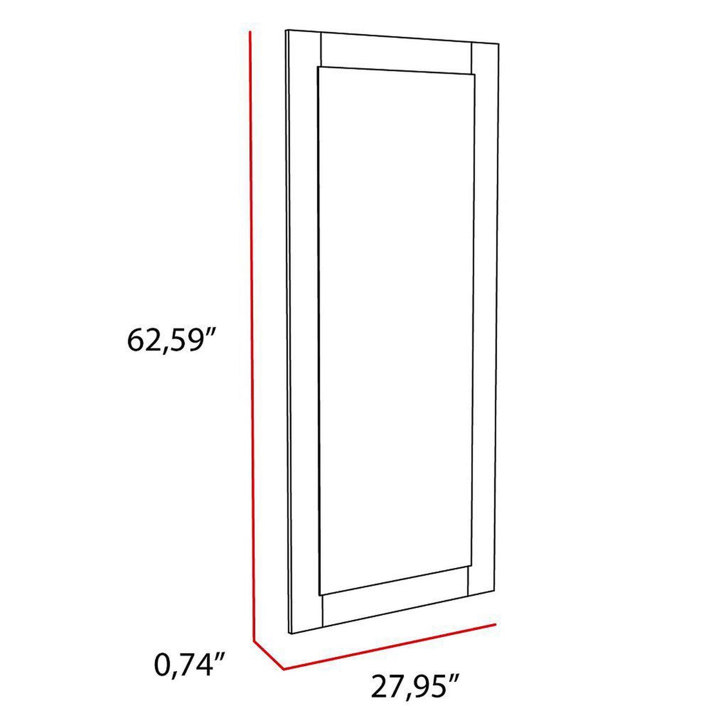 TUHOME Flektar Marsala 28" x 63" Rectangular Framed Wall-Mounted Mirror in Espresso Wood Finish