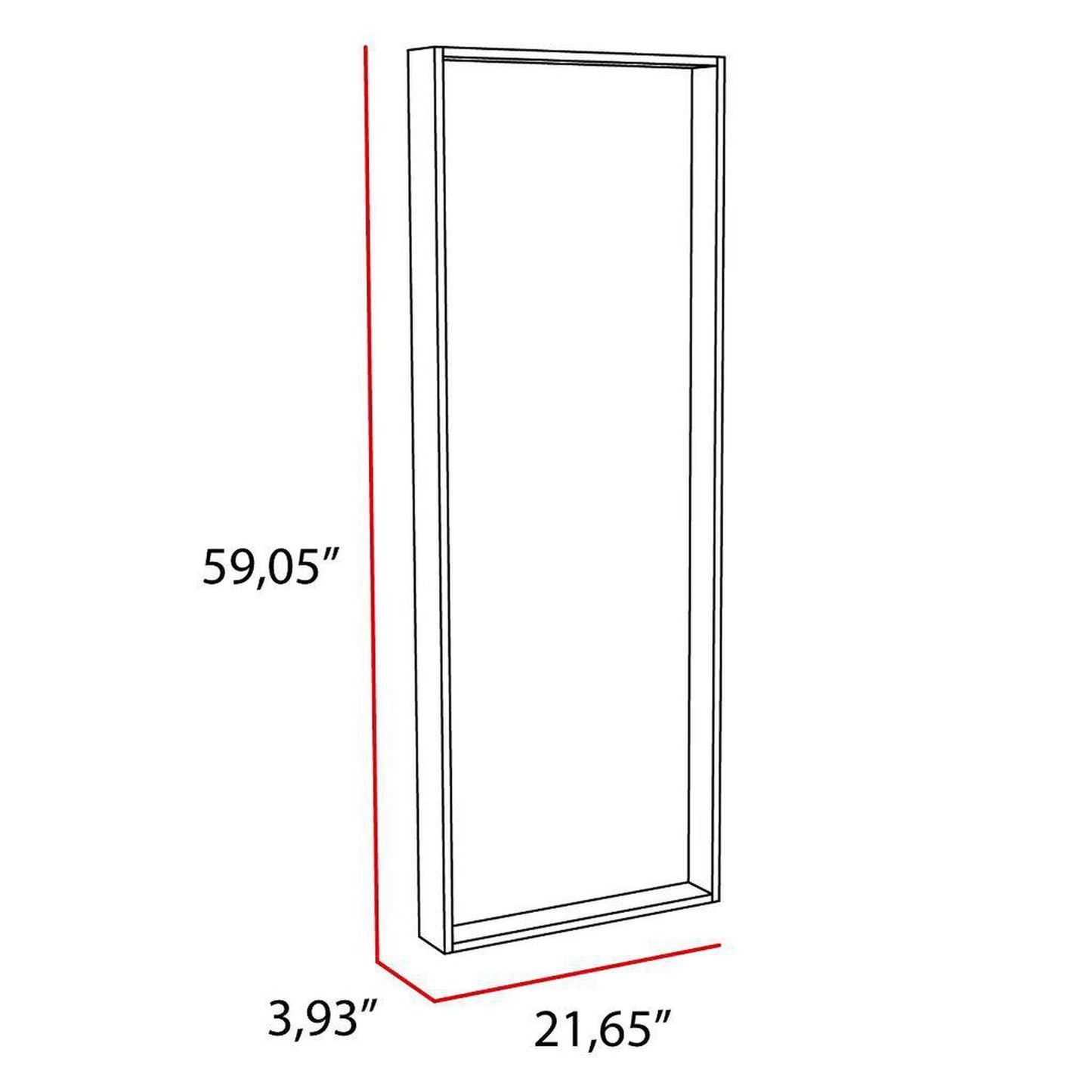 TUHOME Flektar Trento 22" x 59" Rectangular Framed Wall-Mounted Mirror in Espresso Wood Finish