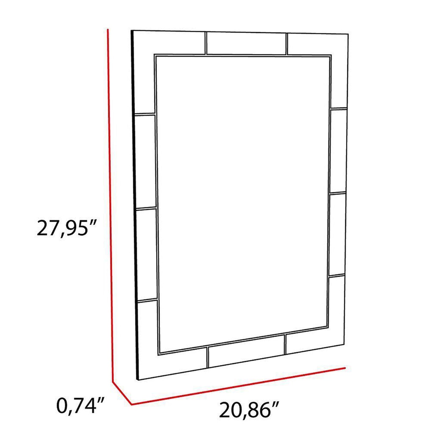 TUHOME Flektar Turin 21" x 28" Rectangular Frameless Wall-Mounted Mirror With Beveled Panels