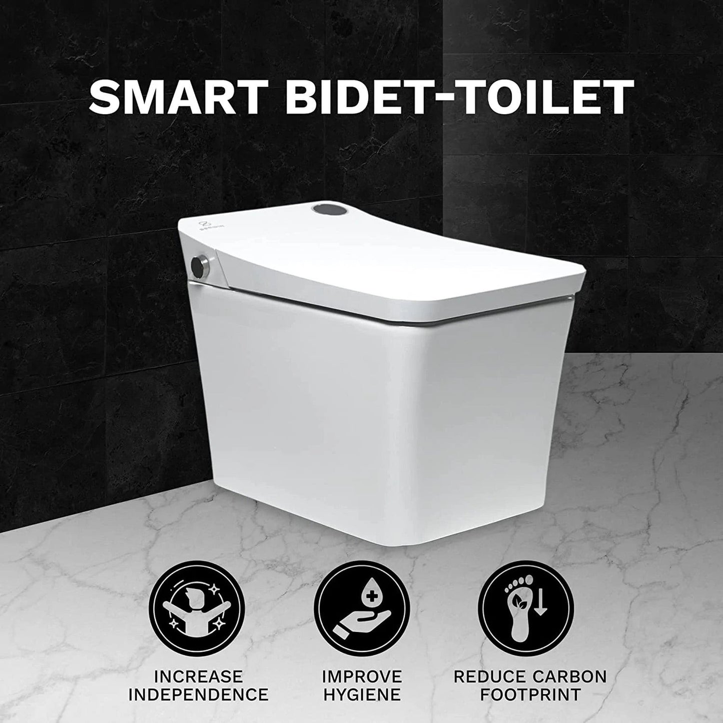 Trone Tahum Elongated White Luxury Toilet With Smart Bidet and Remote Control